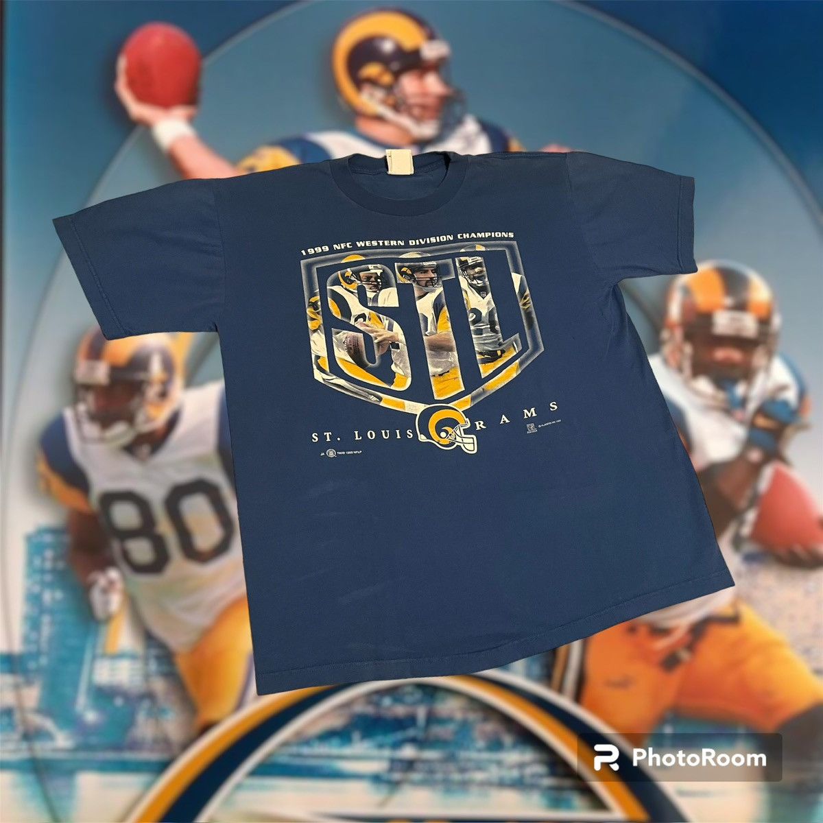 Vintage 1999 St. Louis Rams NFC Western Division Champions Tee T-Shirt  White XL