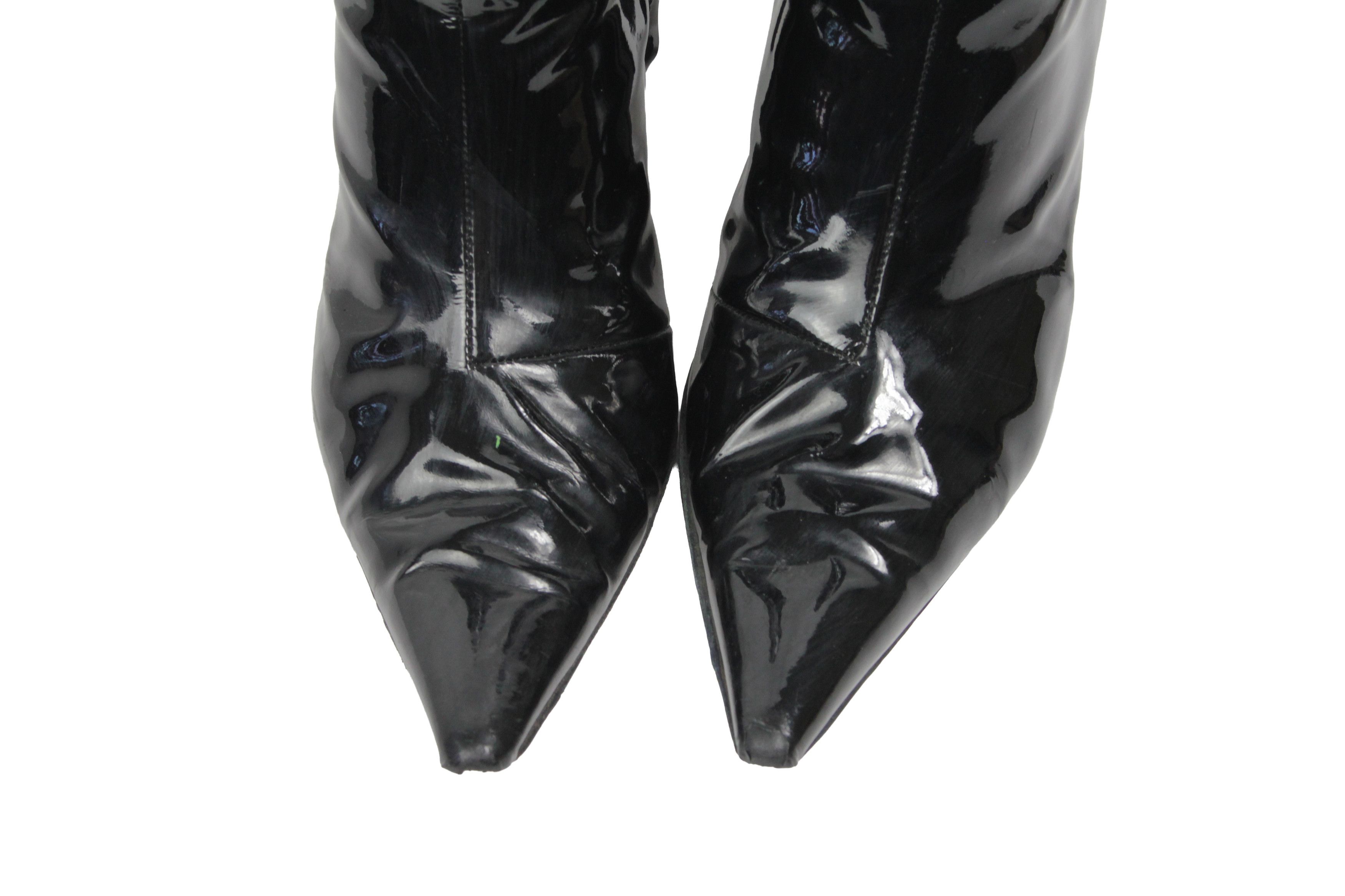 Misbhv Slicer Distressed Point Toe Patent Vinyl Ankle Boots Size US 9 / IT 39 - 5 Thumbnail