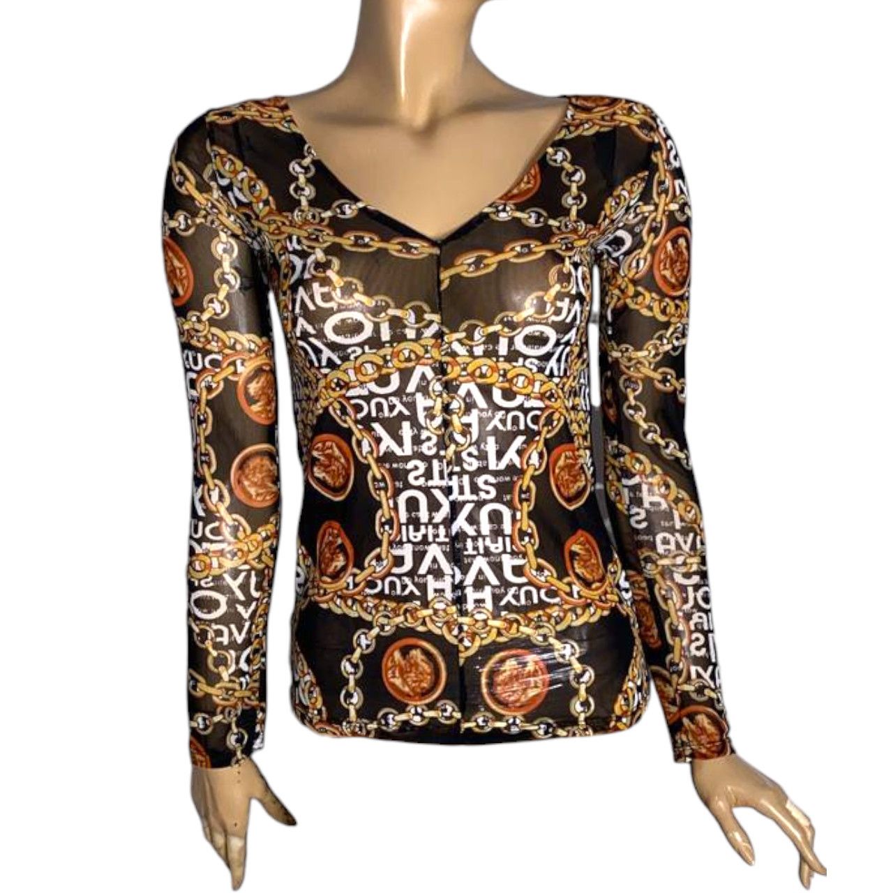 Other Chain print mesh long sleeve sz S/M brand 24 November Size S / US 4 / IT 40 - 1 Thumbnail