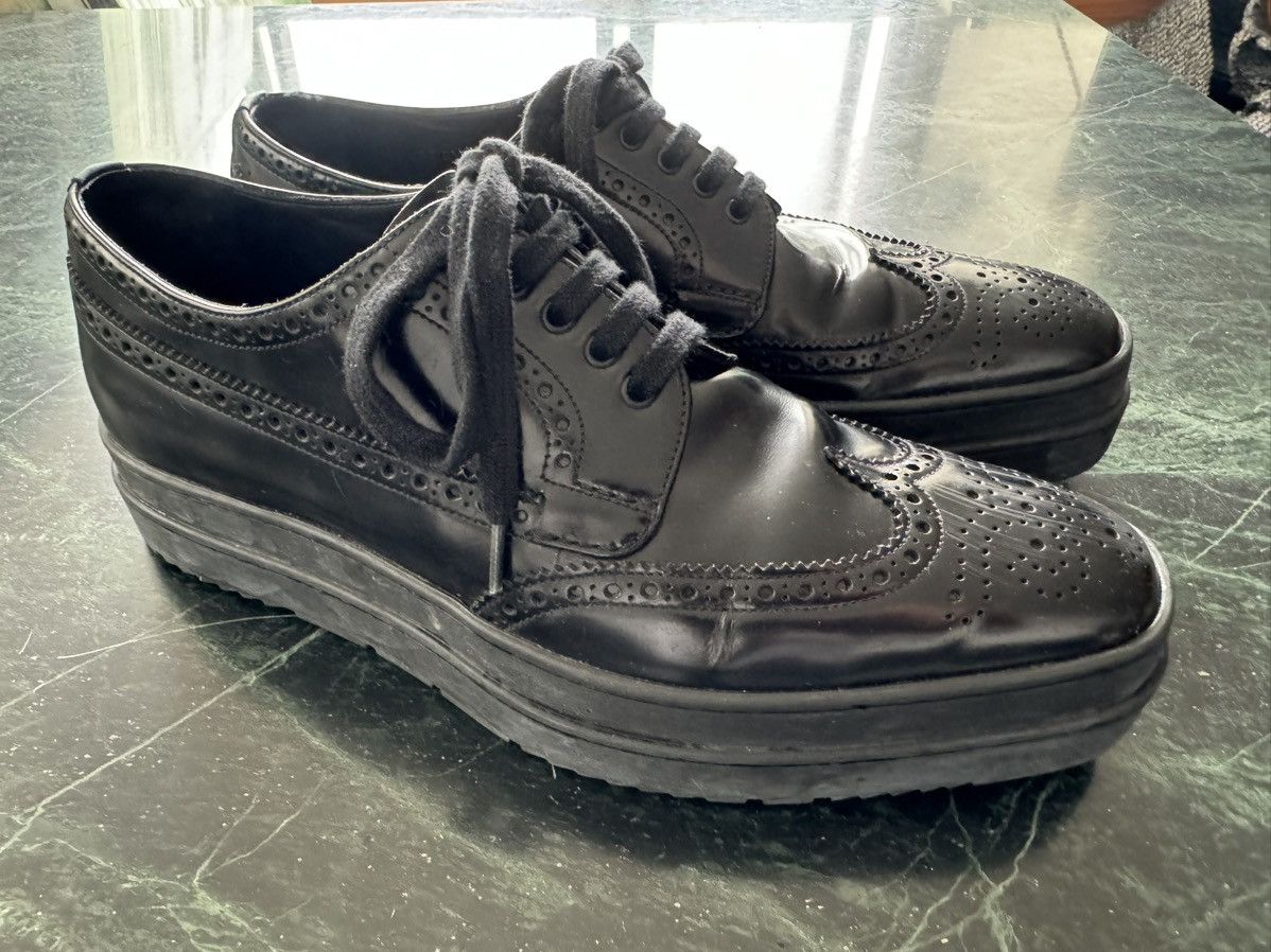 Prada Prada Black Leather Creepers Size US 6 / EU 39 - 4 Thumbnail