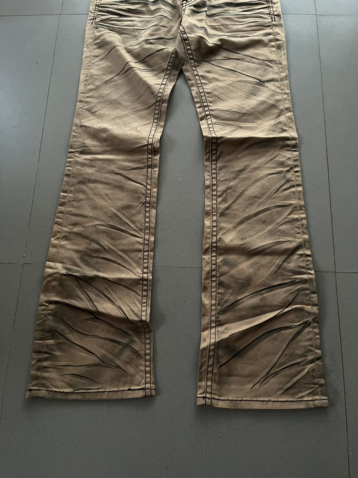 14th Addiction JAPANESE XFRM FADED PATTERN FLARE BOOTCUT SEDITIONARIES PUNK Size US 30 / EU 46 - 5 Thumbnail