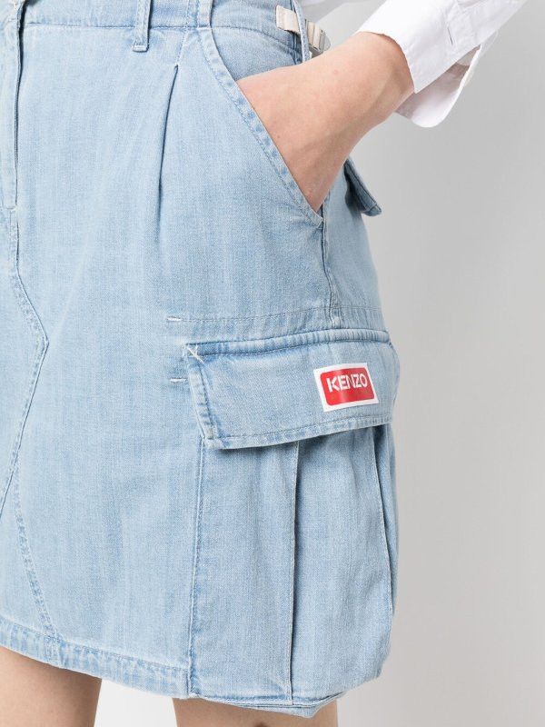 Kenzo o1y1025 Denim Mini Skirt in Blue Size 29" - 4 Thumbnail