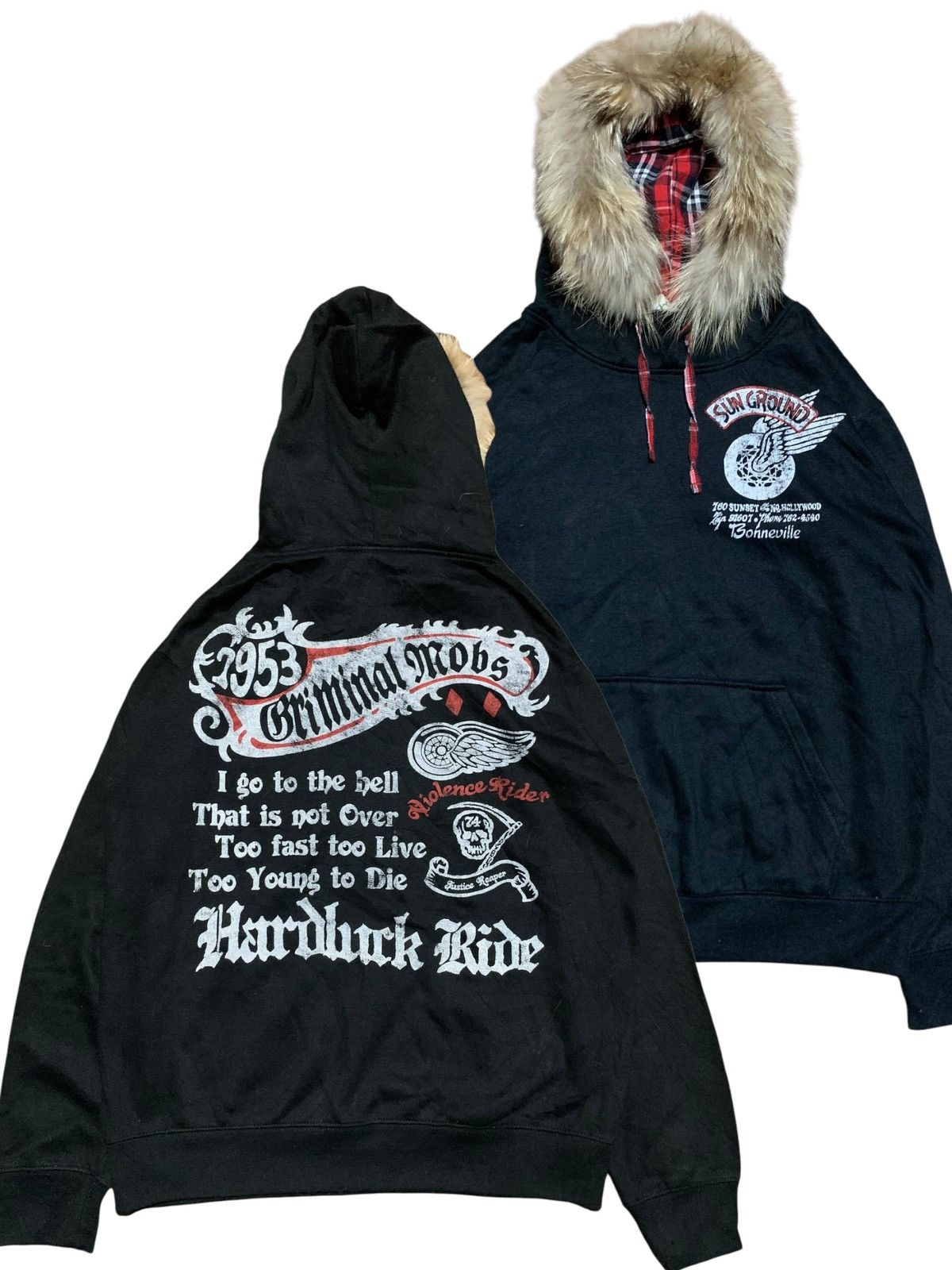 If Six Was Nine LOOK HEAVEN CRIMINAL MOBS SKULL POEM PULLOVER FUR HOODIE Size US L / EU 52-54 / 3 - 2 Thumbnail