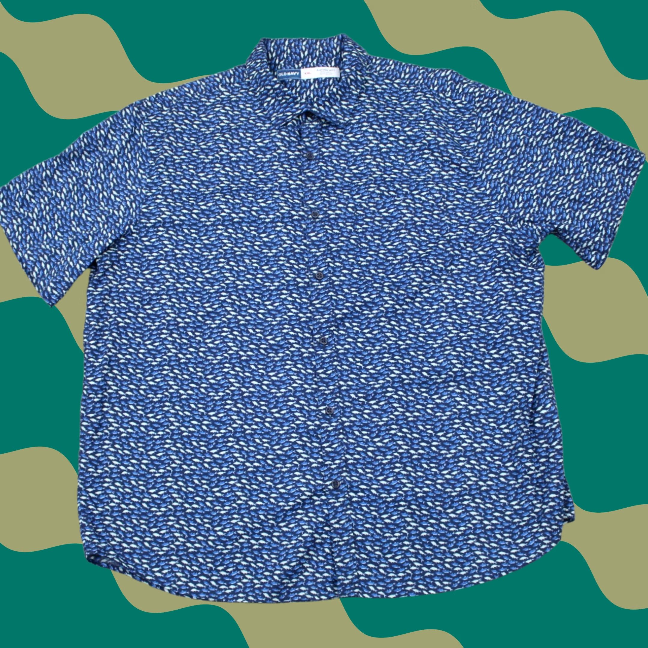Old Navy Old Navy AOP Shirt Men 2XL Blue Everyday All Over Print Short Sleeve Button-Up Shirt Regular Fit Shirt Men Blue 2XL Old Navy Size US XXL / EU 58 / 5 - 1 Thumbnail
