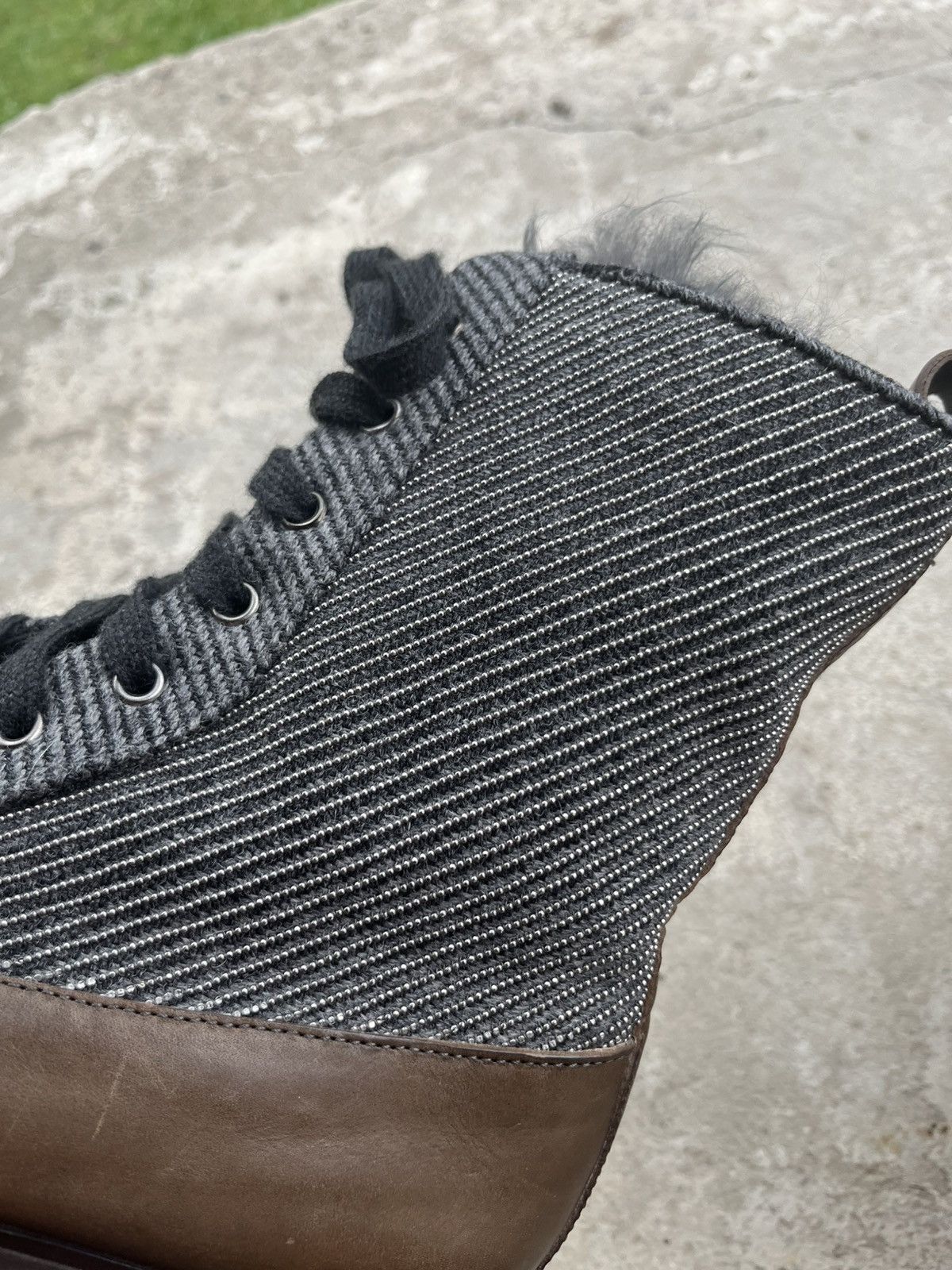 Brunello Cucinelli Brunello Cucinelli Leather Ankle Fur Boots with Monili Trim Size US 8.5 / IT 38.5 - 24 Thumbnail