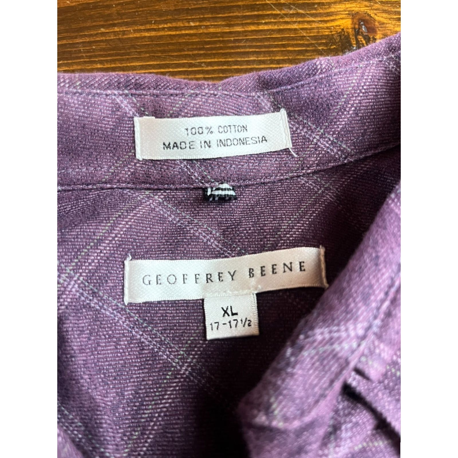 Geoffrey Beene Geoffrey Beene Shirt Men's XL 17-17.5 Purple Plaid Button Up Size US XL / EU 56 / 4 - 7 Thumbnail