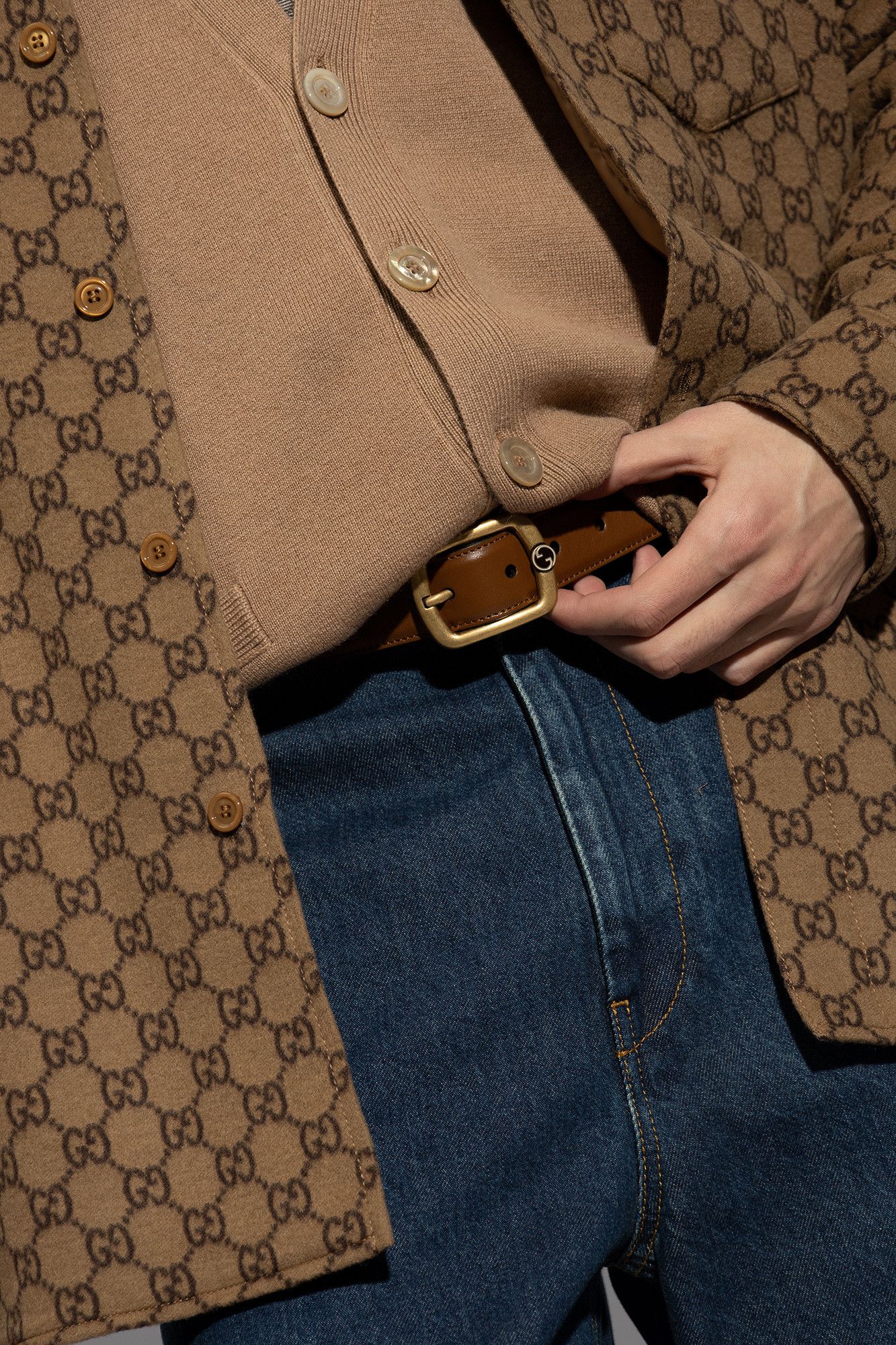 Gucci o1mt1gz0225 Size:100 / Belt With Rectangular Buckle in Brown Size 38 - 4 Thumbnail