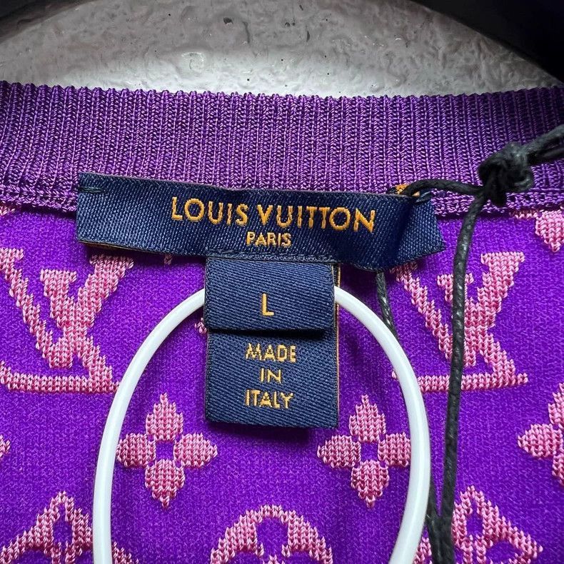Louis Vuitton Louis Vuitton Purple Logo Knit Short Sleeve Top-2506 Size L / US 10 / IT 46 - 3 Thumbnail