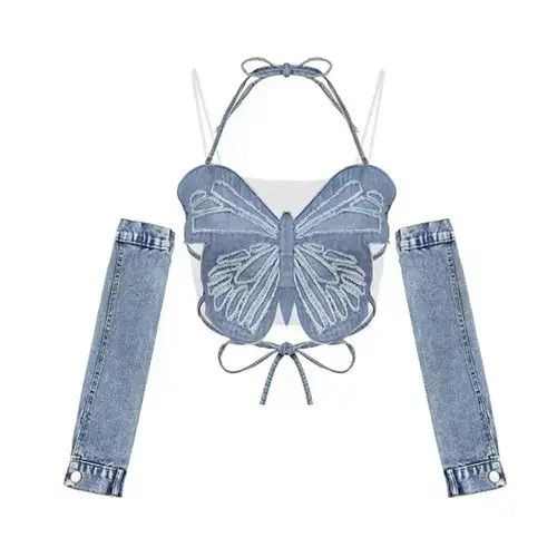 Japanese Brand × Vintage Women Sexy Crop Top Off Shoulder Removable Sleeves Size ONE SIZE - 1 Thumbnail