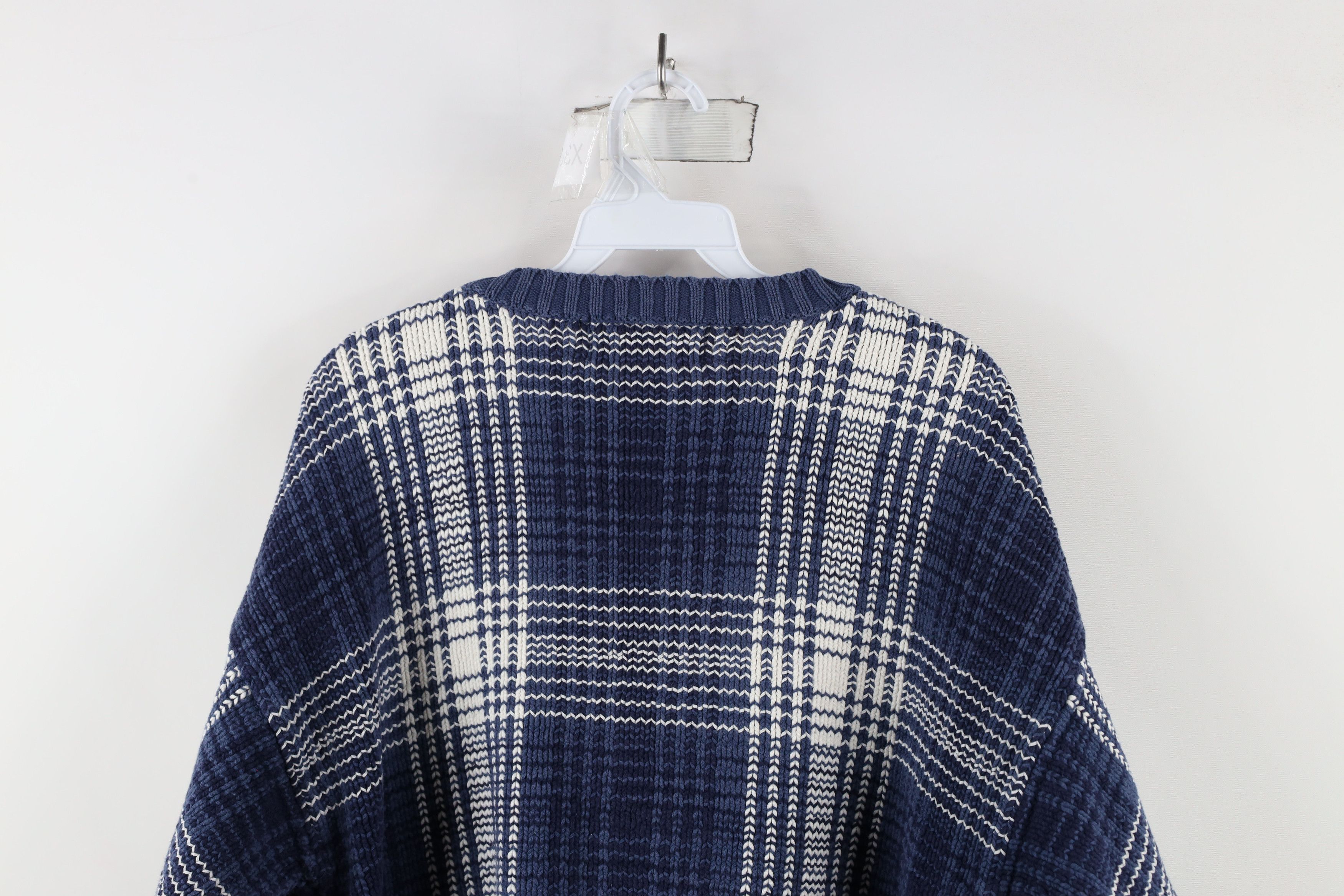 Vintage Vintage 90s Streetwear Chunky Knit Crewneck Sweater Plaid Size US L / EU 52-54 / 3 - 12 Thumbnail