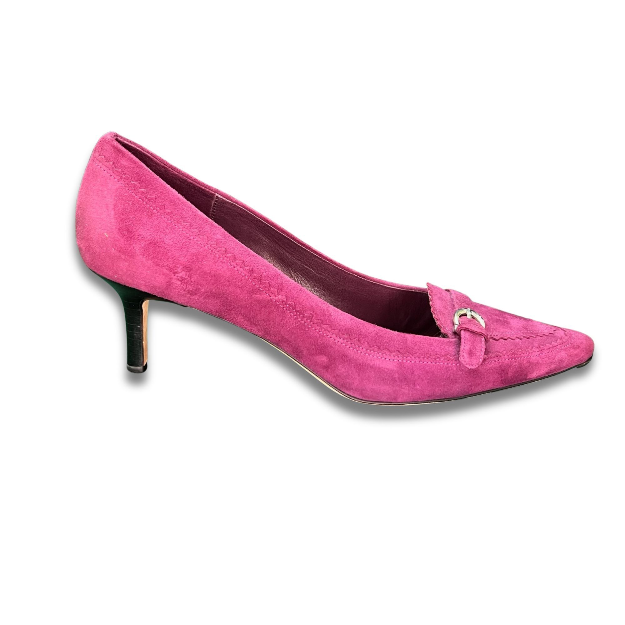 Brooks Brothers Brooks Brothers Pink Suede Pointed-Toe Pumps With Strap & Bu Size US 6 / IT 36 - 4 Thumbnail