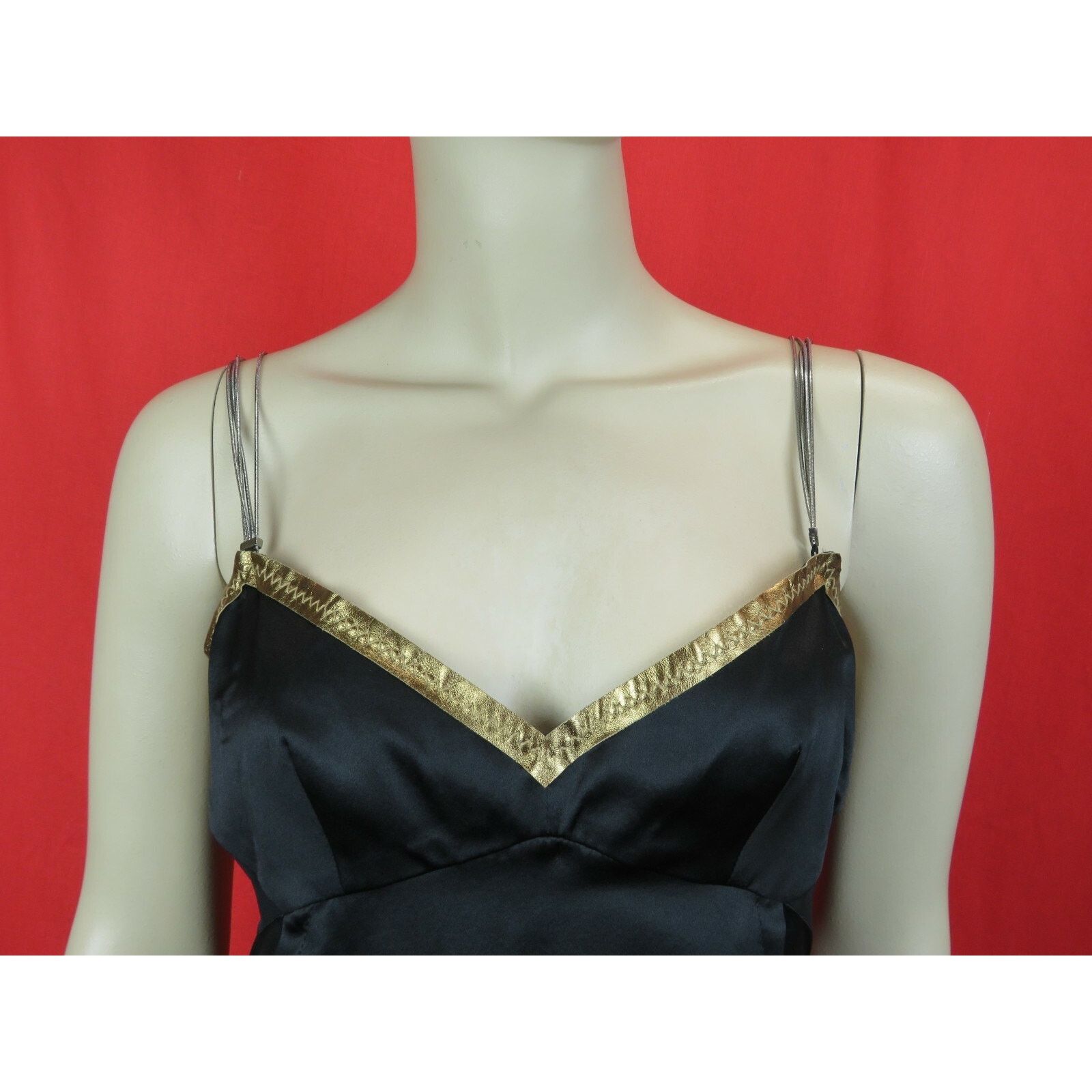 Dolce & Gabbana DOLCE GABBANA BLACK SILK 4X CHAIN STRAPS DRESS TOP 42 ITALY Size M / US 6-8 / IT 42-44 - 4 Thumbnail