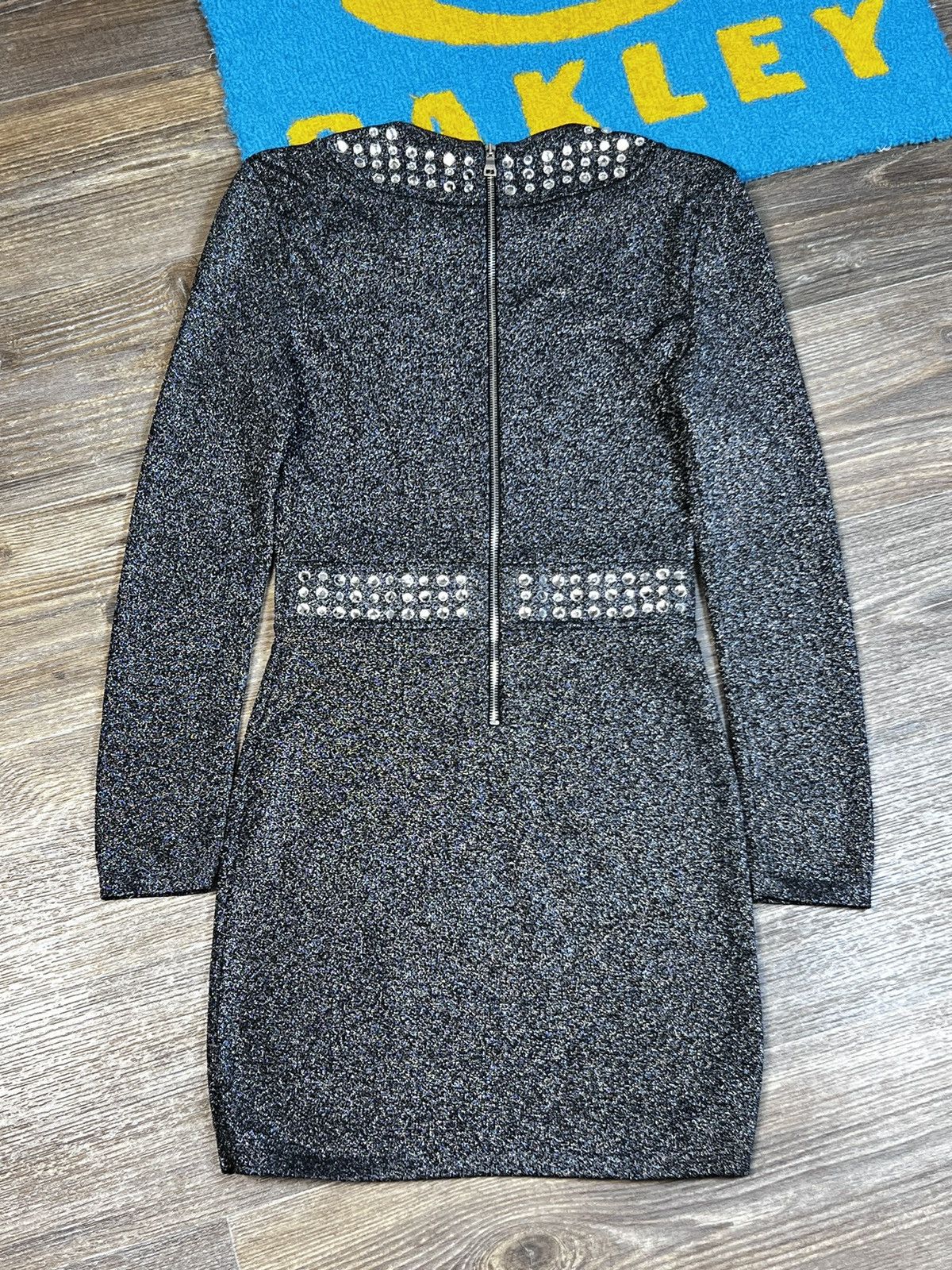 Balmain Balmain Metallics Lurex Knit Crystal Embellished Mini Dress Size M / US 6-8 / IT 42-44 - 6 Thumbnail