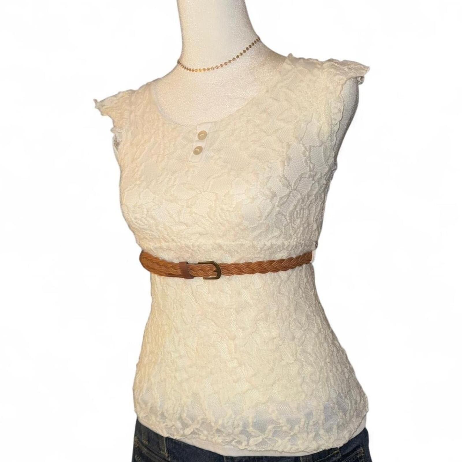 Other Y2K 2000s Cream Lace Top Size XS / US 0-2 / IT 36-38 - 3 Thumbnail
