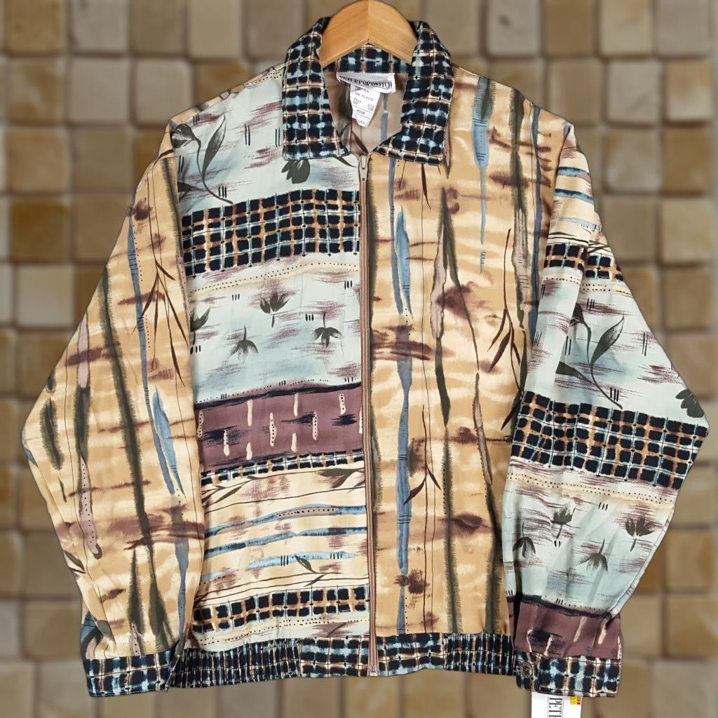 Vintage Vintage 90s Abstract Floral Nature Women's M Lightweight Zip Windbreaker Jacket Size M / US 6-8 / IT 42-44 - 1 Thumbnail