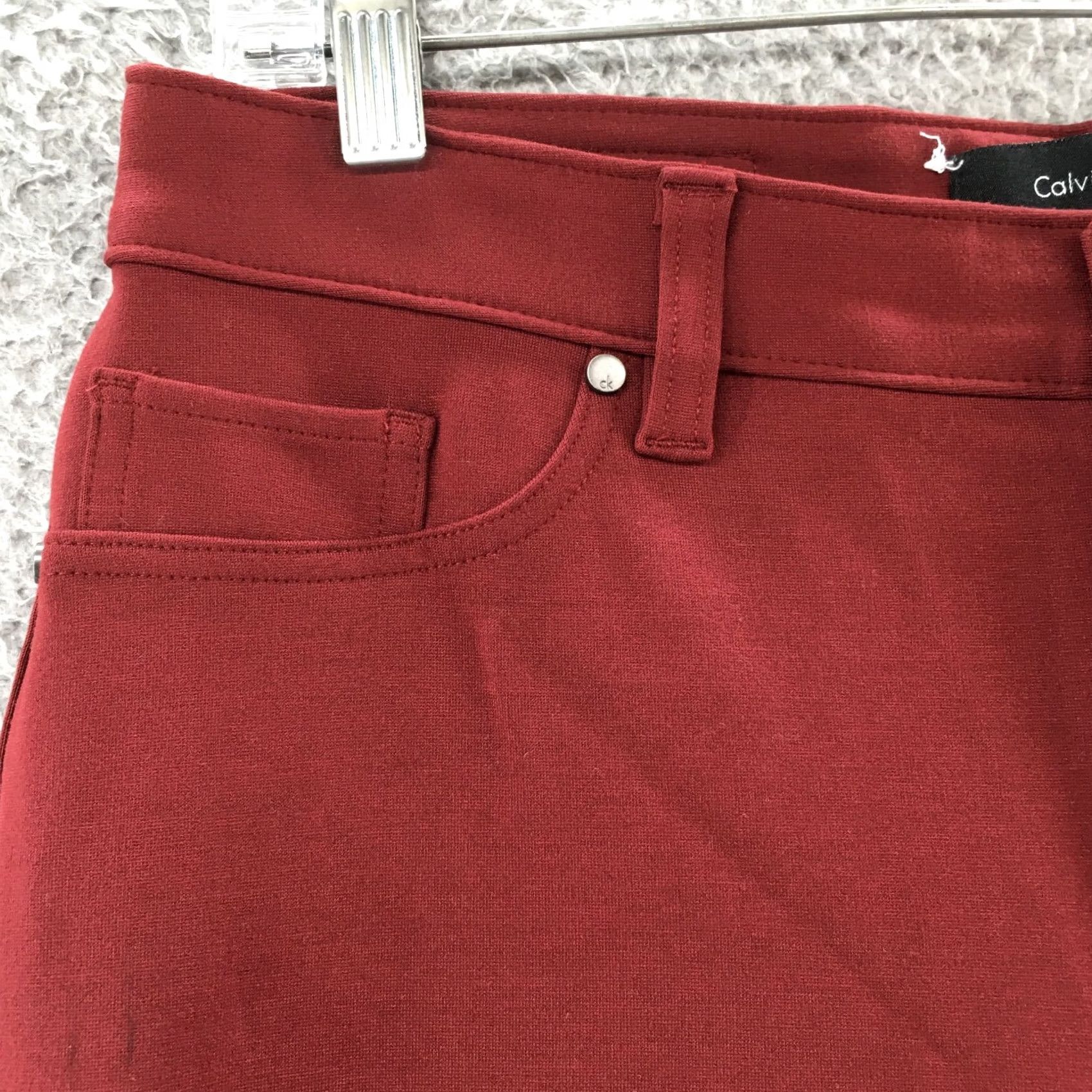 Calvin Klein Calvin Klein Skinny Pants Womens 10 Burgundy Mid Rise 5 Pockets Casual Slim Leg Regular 32in Waist 30in Inseam Mens Womens Girls Boys Size 32" / US 10 / IT 46 - 4 Thumbnail