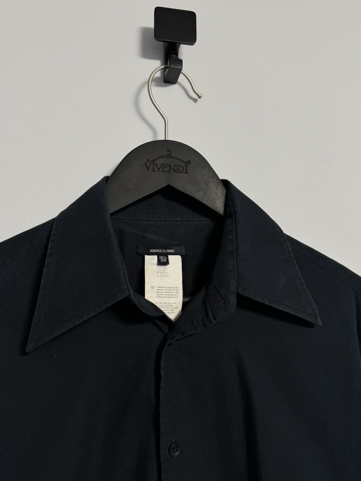 Versace Classic Button Up Shirt Luxury Dark Blue