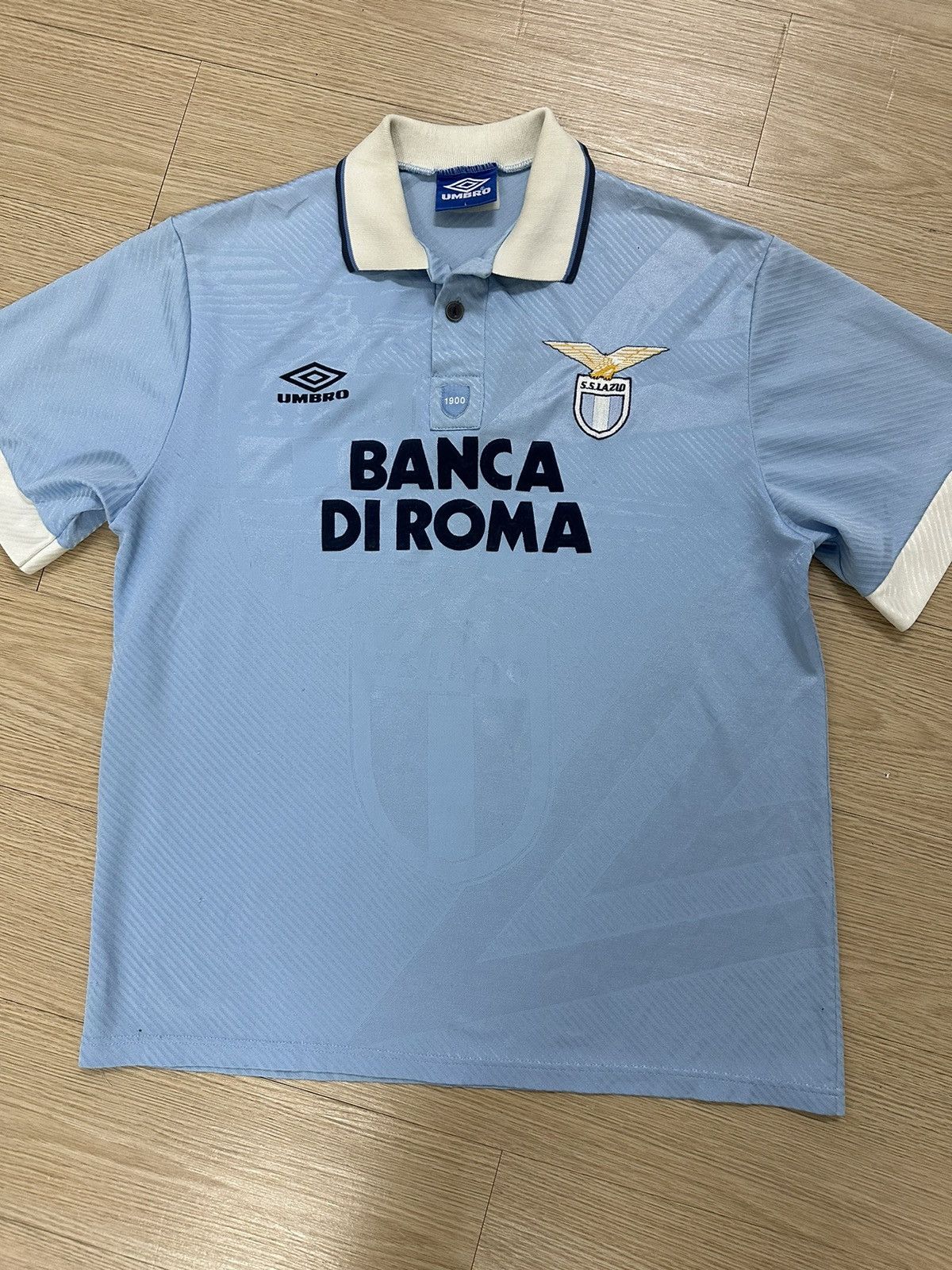 Umbro × Vintage Vintage 1995 Lazio Banca Di Roma Home Kit Umbro Jersey Size US L / EU 52-54 / 3 - 8 Thumbnail