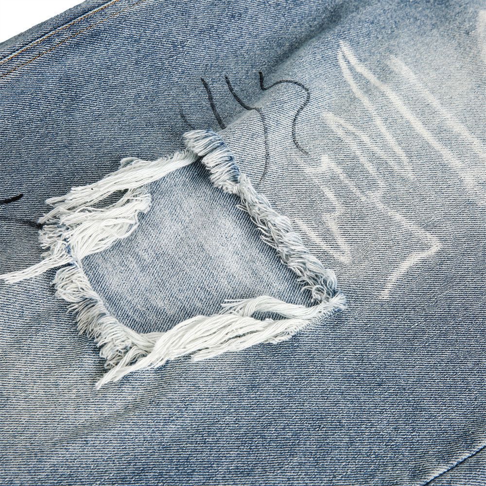 Japanese Brand × Jean Punk distressed washed raw edge graffiti ripped denim shorts Size US 32 / EU 48 - 4 Thumbnail