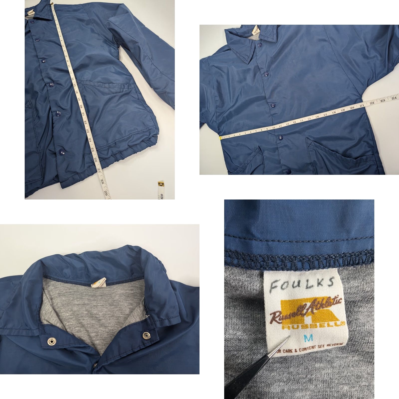 Russell Athletic VINTAGE Russell Athletic Nylon Jacket Medium Blue Windbreaker Snap Button Mens Size US M / EU 48-50 / 2 - 8 Thumbnail
