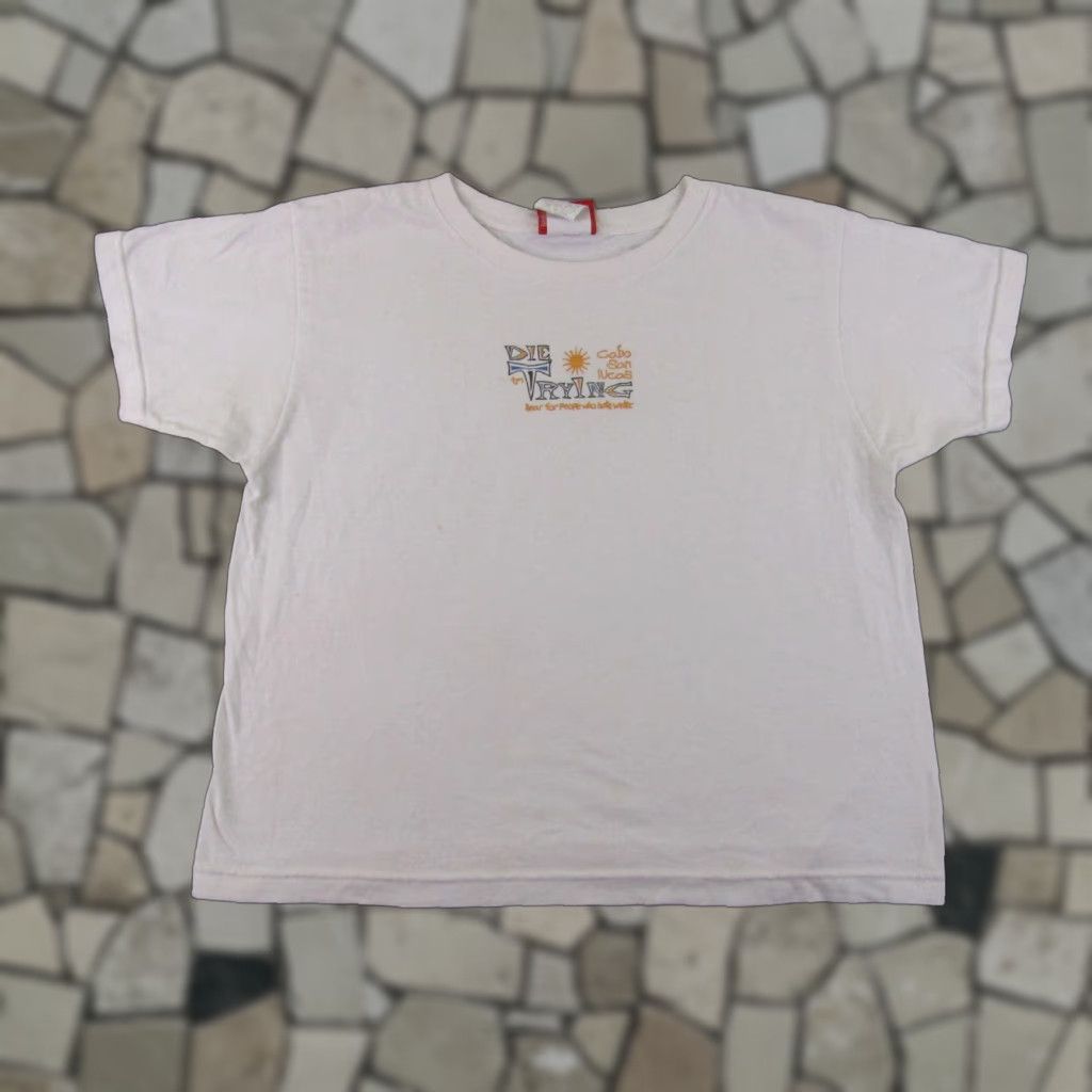Vintage VINTAGE Die Trying T-Shirt Womens Large White 90s Beach Cotton Logo Casual Top Tee Size L / US 10 / IT 46 - 1 Thumbnail
