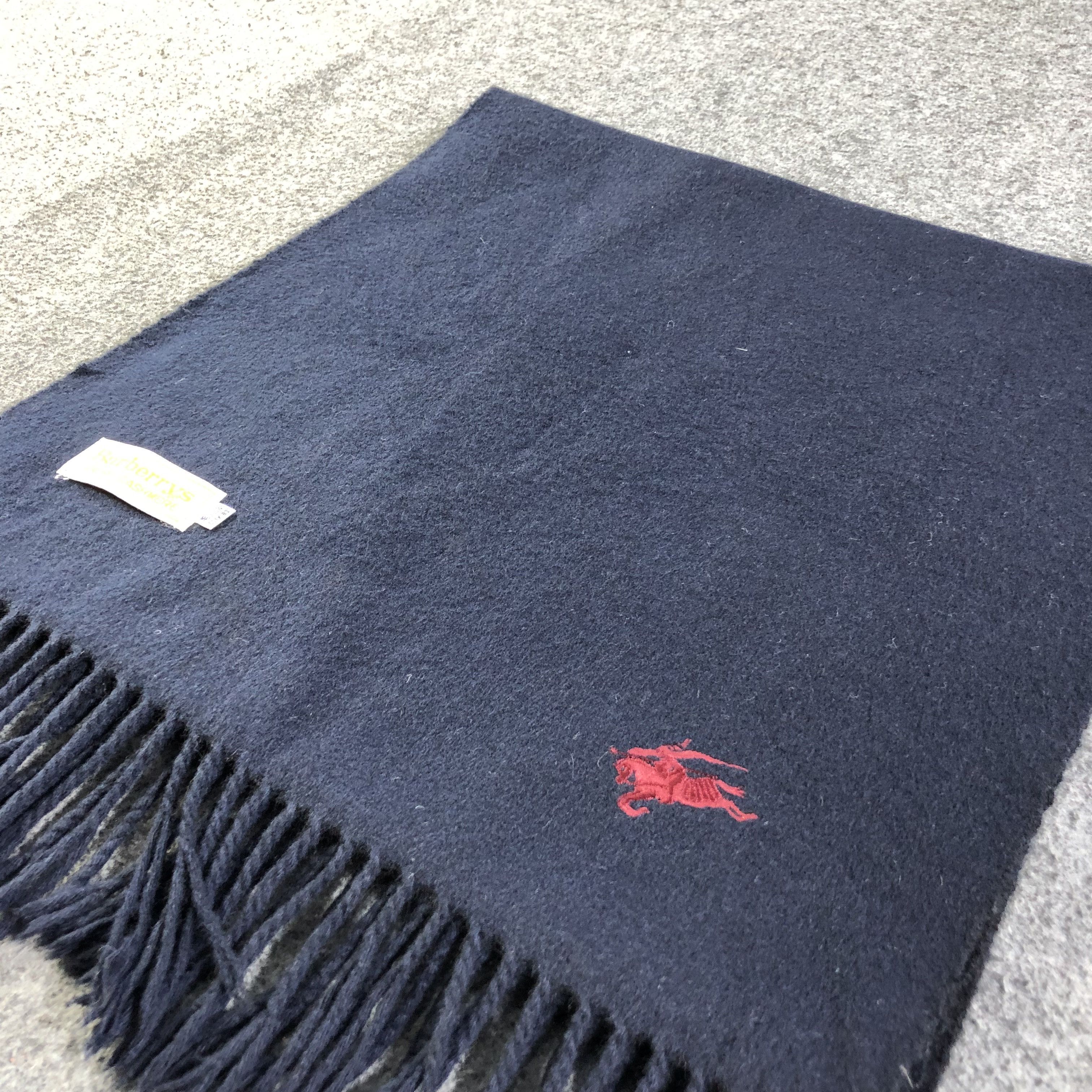 Burberry Burberrys Prorsum Plain Blue Cashmere Scarf Muffler V1355 Size ONE SIZE - 2 Thumbnail