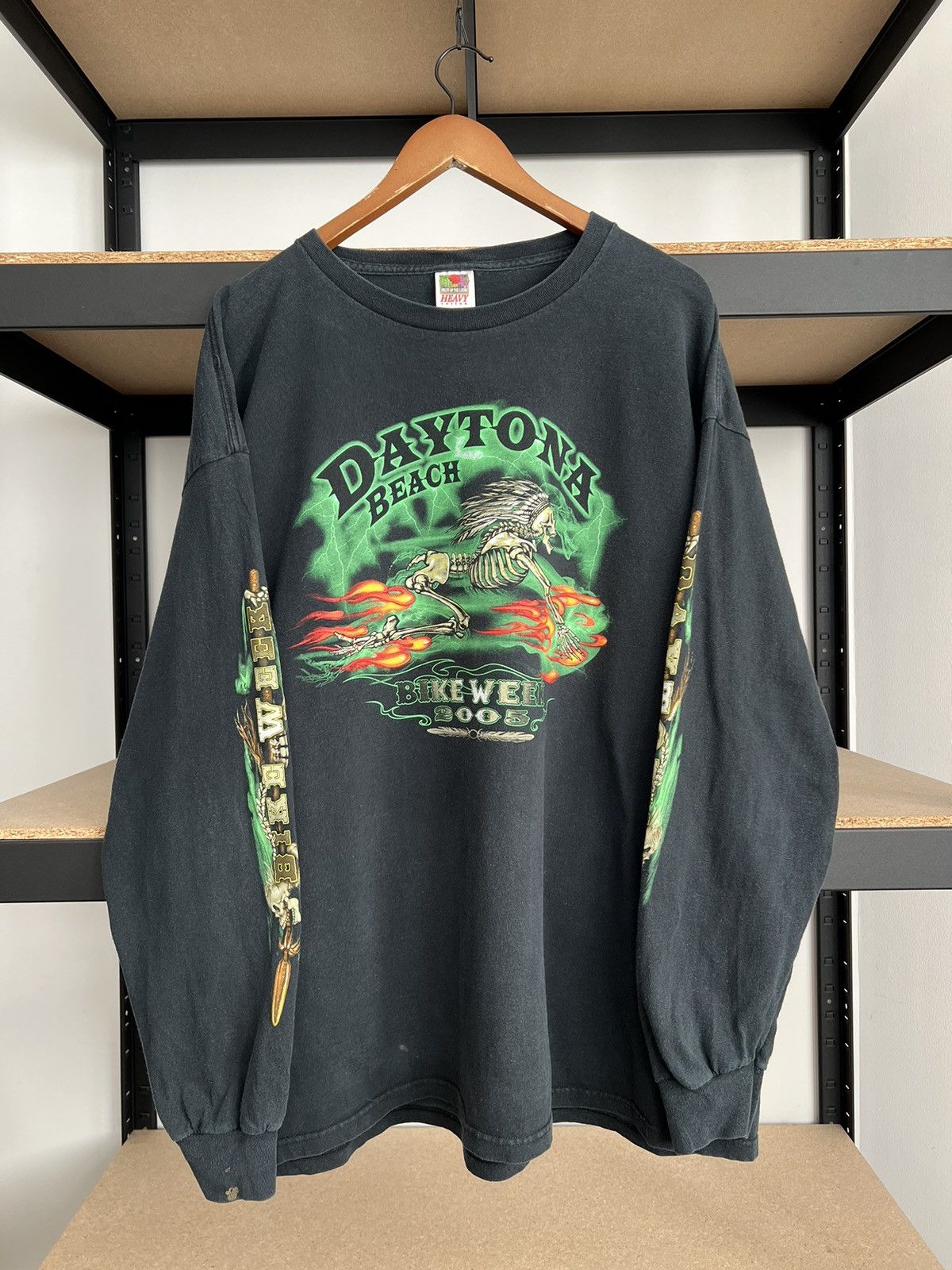 Vintage Vintage 2005 Bike Week Daytona Beach Skeleton Flame Fire Size US XXL / EU 58 / 5 - 1 Thumbnail