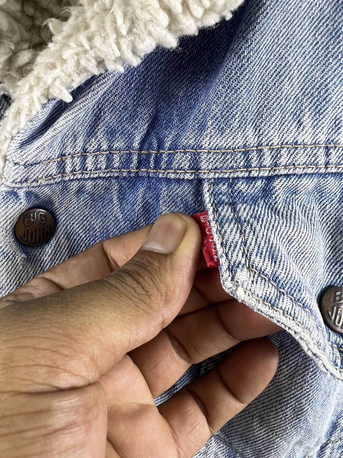 Big John 🔥 THE WORLD BIG JOHN VTG SHERPA LINING DISTRESSED TYPE-2 Size US M / EU 48-50 / 2 - 6 Thumbnail
