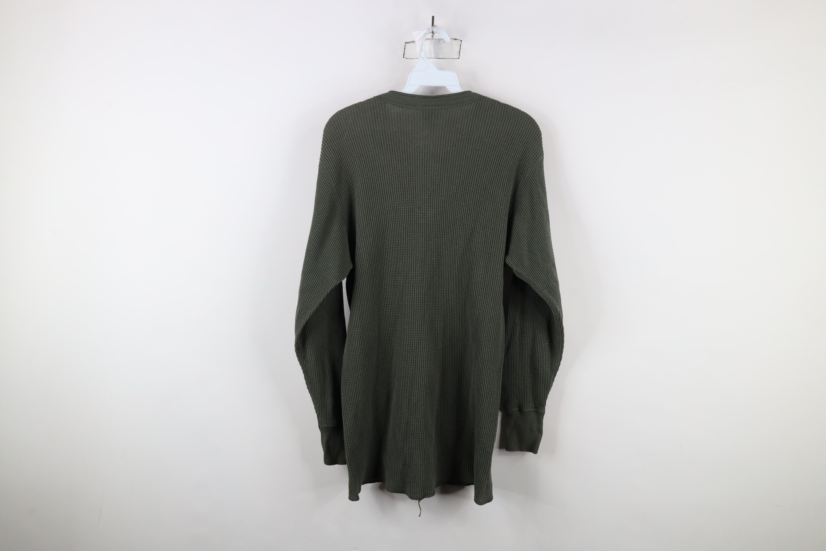 Vintage Vintage 90s Streetwear Waffle Knit Henley T-Shirt Green Size US XL / EU 56 / 4 - 10 Thumbnail