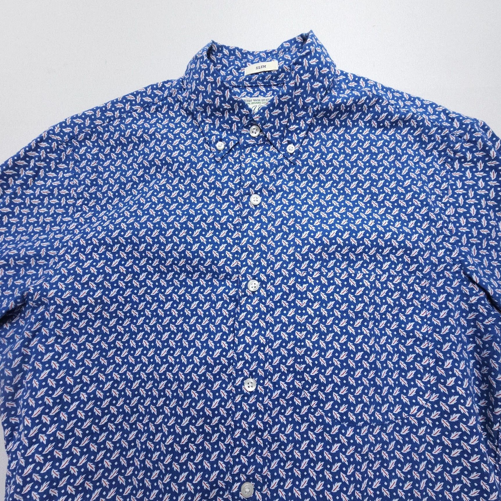 J.Crew J.CREW Slim Fit Long Sleeve Button Down Shirt Mens Small Blue Geometric Print Organic Cotton Size US S / EU 44-46 / 1 - 4 Thumbnail