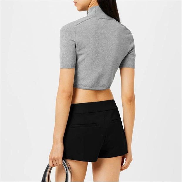 Alexander Wang o1g2r1mq0824 High Neck Logo Crop Top in Grey Size L / US 10 / IT 46 - 5 Thumbnail
