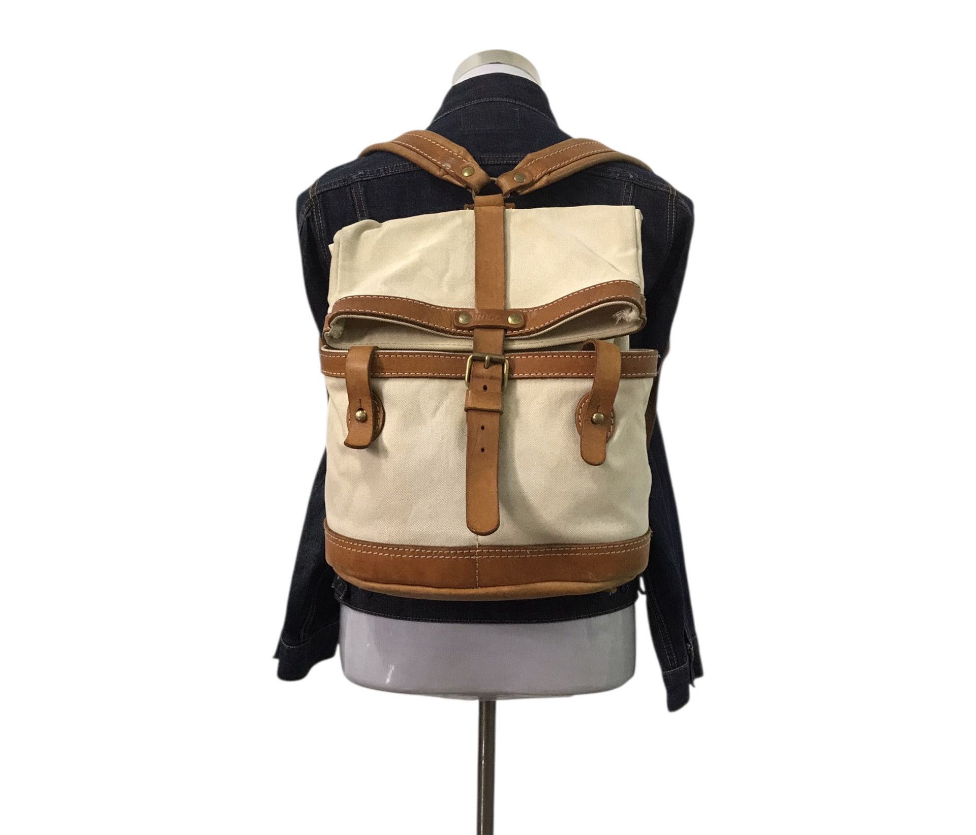 Japanese Brand HERZ Handmade Heavy Canvas and Half Leather BagPack Size ONE SIZE - 1 Thumbnail
