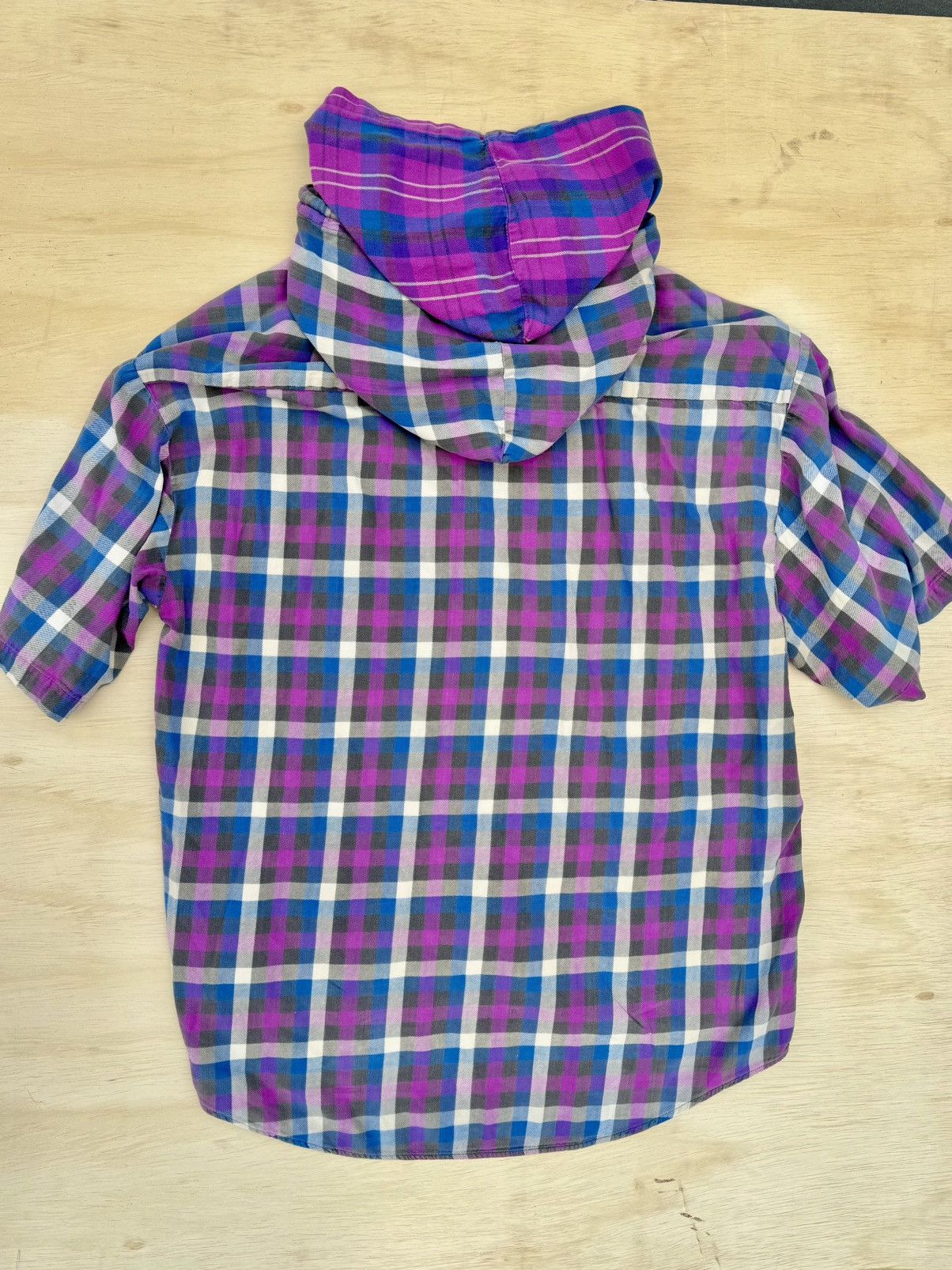 Lil Yachty × Vintage Vintage 90’s Retro Plaid Double Hood Flannel Hoodie Shirt Size US L / EU 52-54 / 3 - 9 Thumbnail
