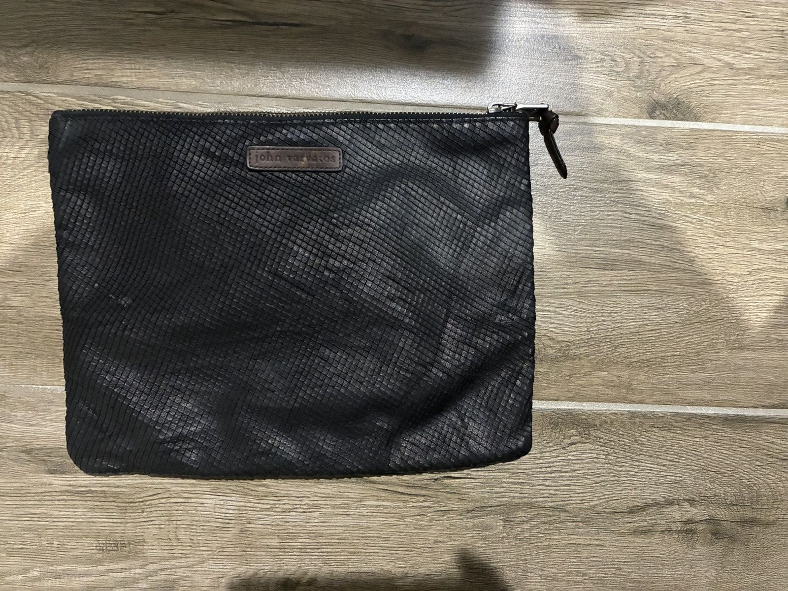 John Varvatos John Varvatos Embossed Snakeskin Leather Clutch/Pouch -Black Size ONE SIZE - 1 Thumbnail