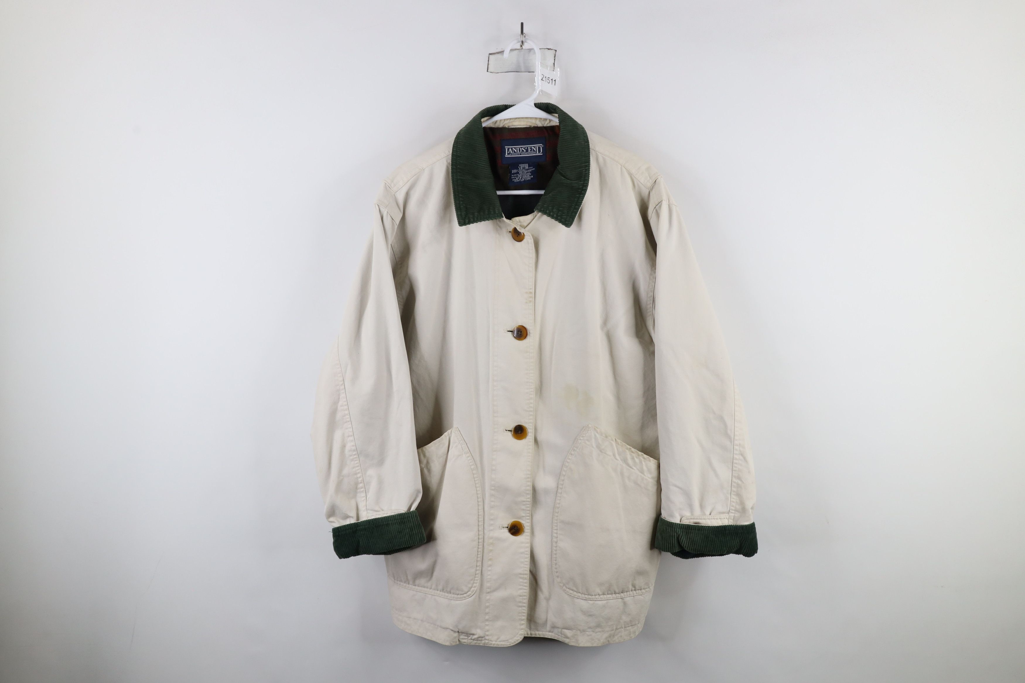 Lands' End × Vintage Vintage 90s Lands End Flannel Lined Chore Barn Jacket Size L / US 10 / IT 46 - 1 Thumbnail