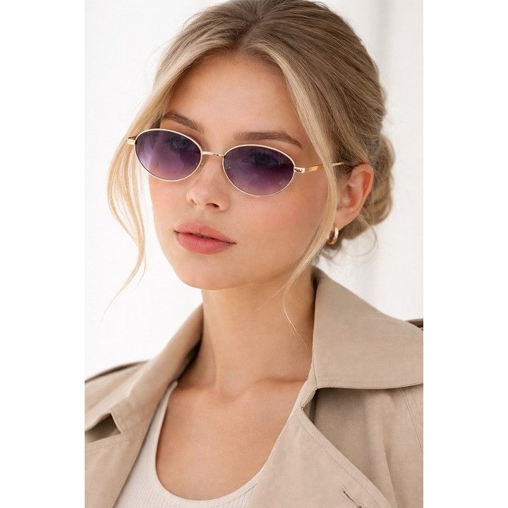 Burberry Burberry BE3169 110973 Sunglasses Gold Oval Frame, Brown Size ONE SIZE - 3 Thumbnail