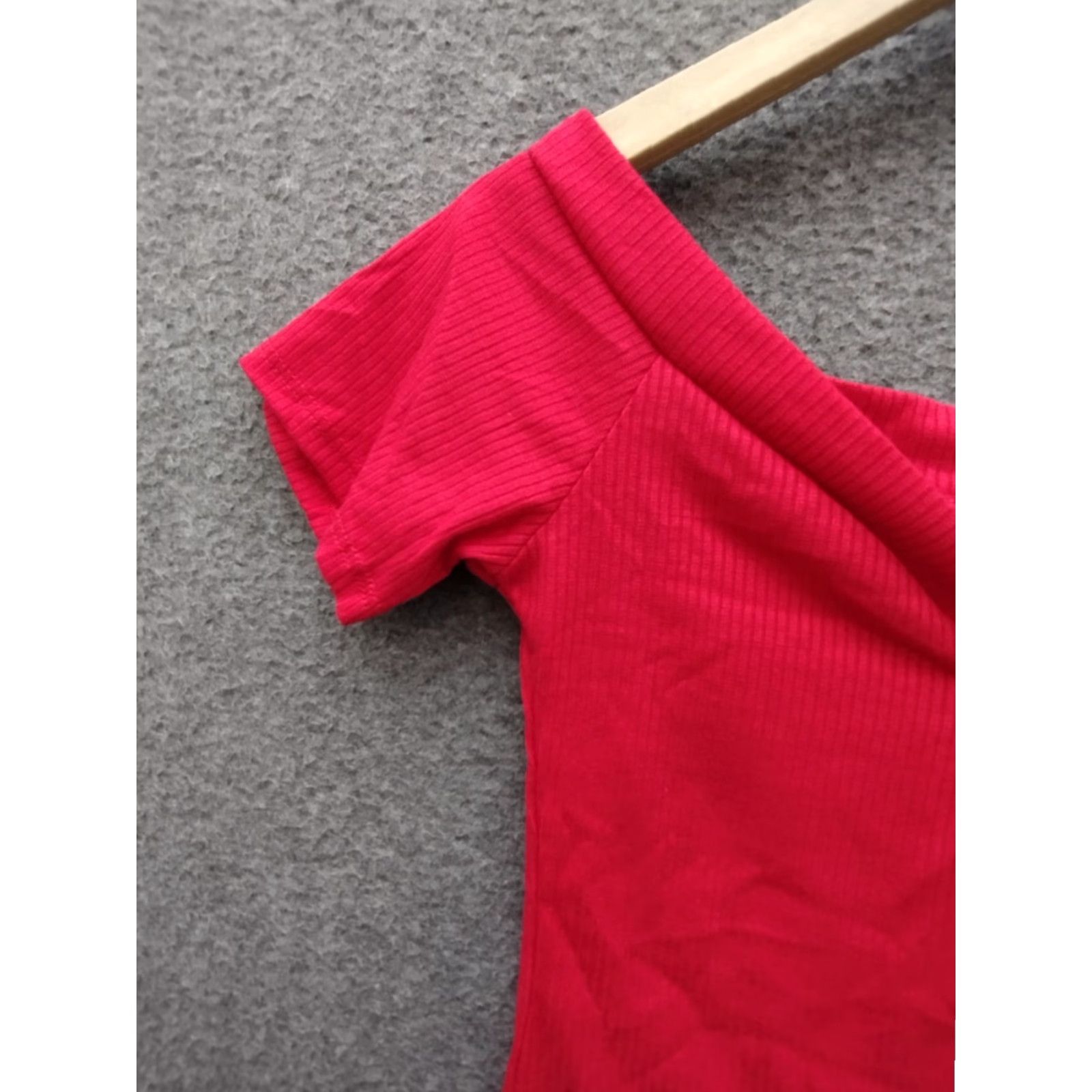 Vintage MAGIA Bodysuit Shirt Red M Womens 3 Button Drop Ribbed Short Sleeve Solid 90s? Size M / US 6-8 / IT 42-44 - 6 Thumbnail