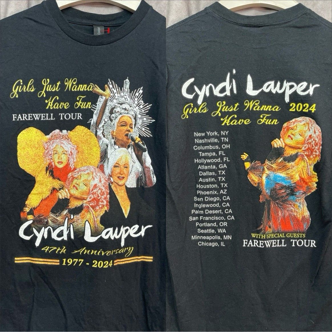 Gildan Cyndi Lauper Farewell Tour 2024 Concert T-Shirt Medium Vinta Size US M / EU 48-50 / 2 - 1 Thumbnail