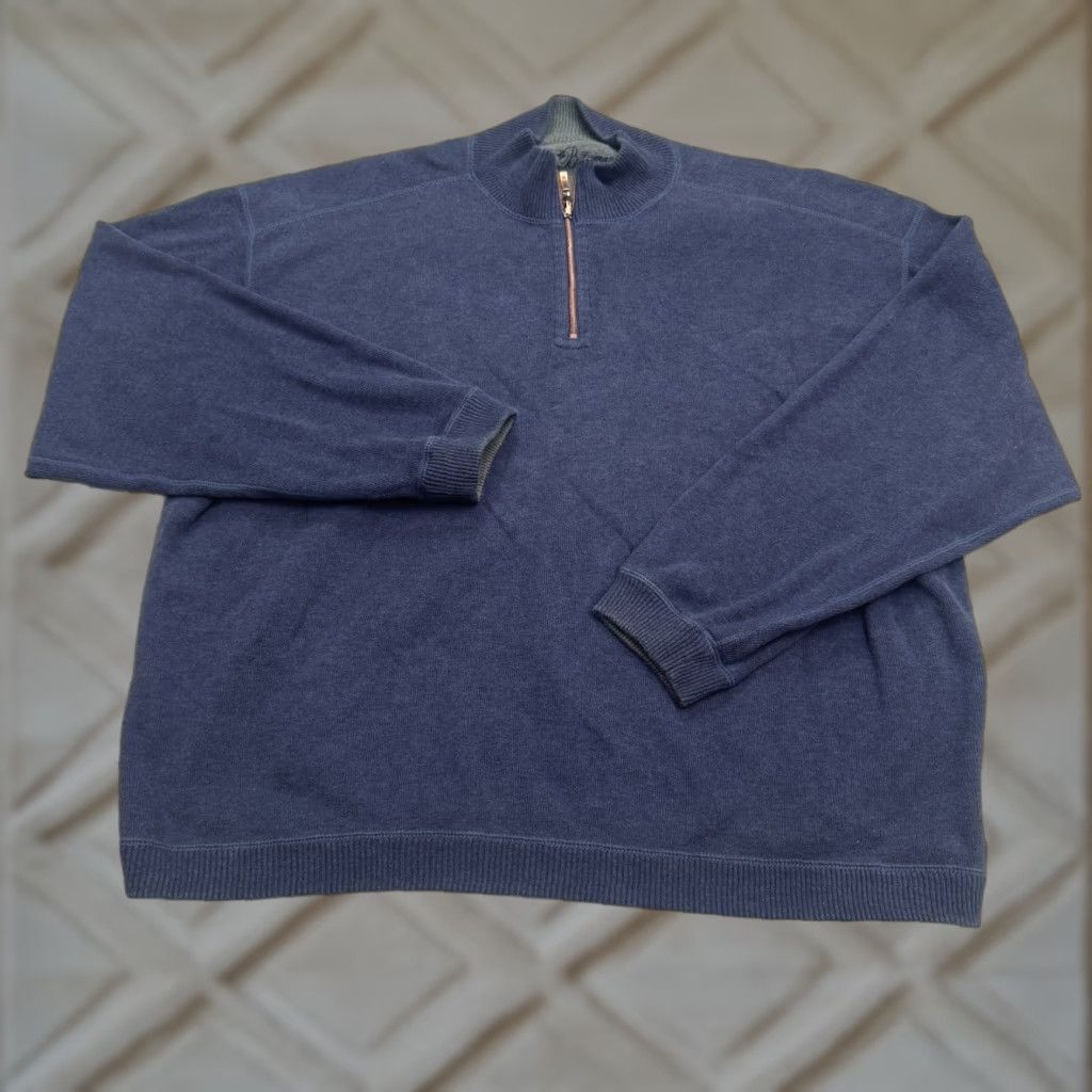 Tommy Bahama Tommy Bahama 1/4 Zip Pullover Sweater Men 2XL Navy Blue Knit Logo Outdoor Casual Size US XXL / EU 58 / 5 - 1 Thumbnail