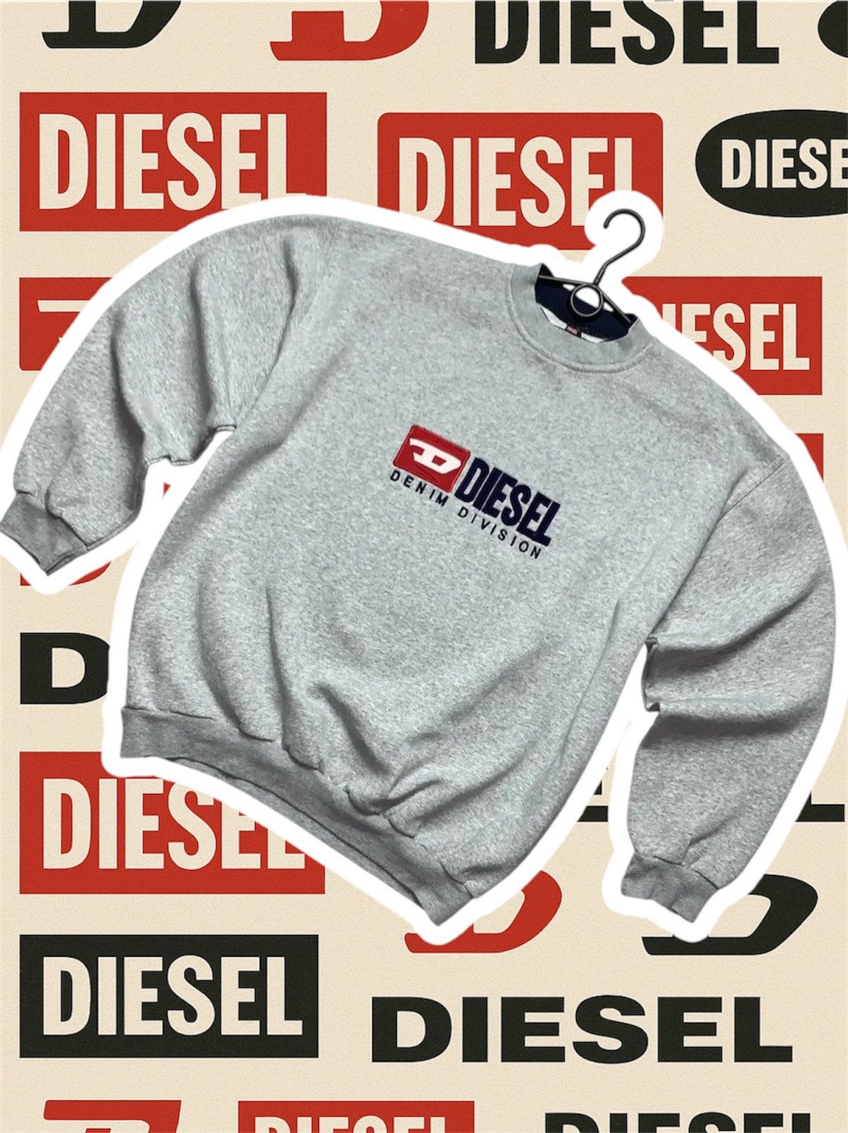 Diesel Vintage diesel sweatshirt big central logo embroidery Size US XL / EU 56 / 4 - 1 Thumbnail