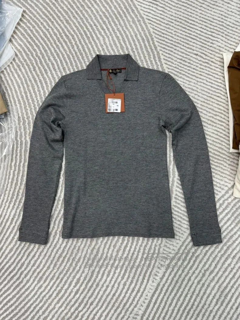 Loro Piana Loro Piana Men's Gray V-Neck Polo Sweater. Size US S / EU 44-46 / 1 - 1 Thumbnail