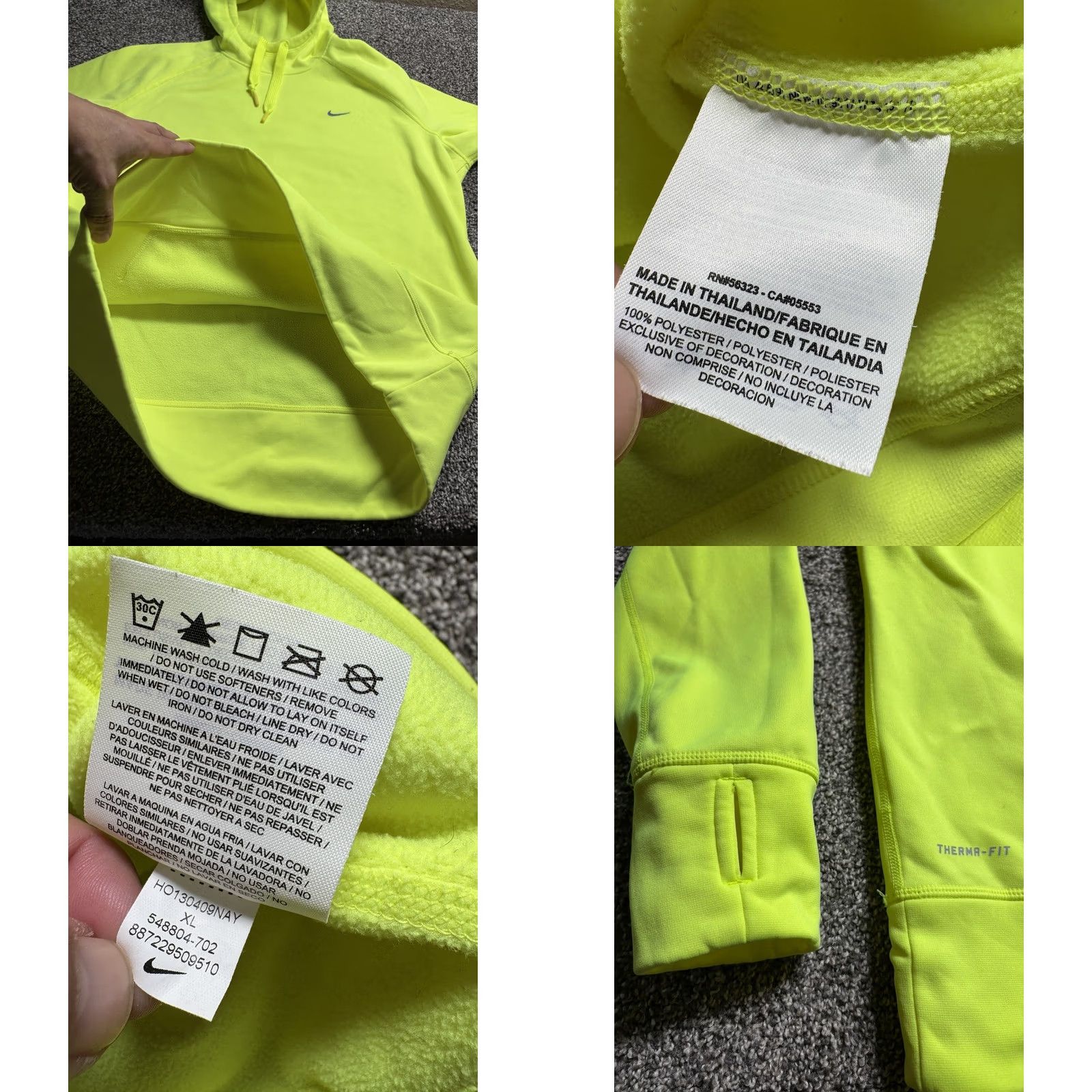 Nike Nike Therma Fit Hoodie Mens XL Bright Yellow Neon Athletic Thumbholes Hoodie Mens XL Yellow Neon Olympic? Size US XL / EU 56 / 4 - 8 Thumbnail