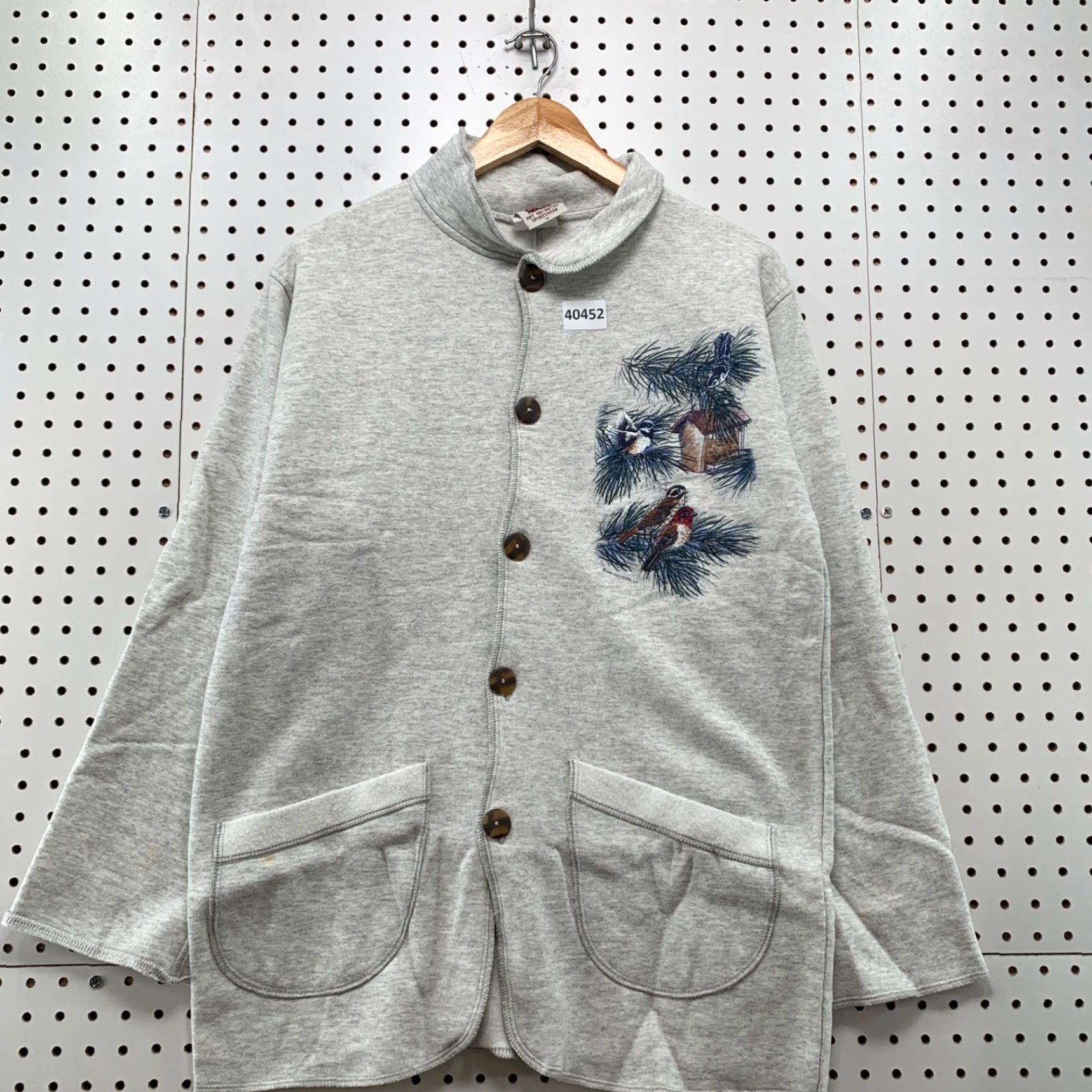 Vintage VINTAGE Art Unlimited Fleece Cardigan Sweater Womens M Gray Birdhouse Art Cardigan Womens M Gray Birdhouse Size M / US 6-8 / IT 42-44 - 4 Thumbnail
