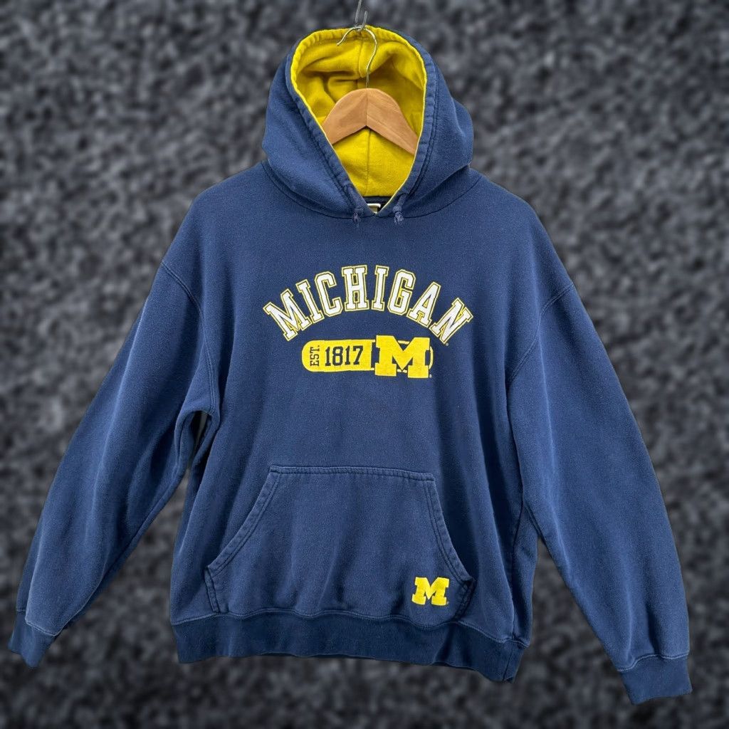 Vintage Pro Edge Michigan Pullover Hoodie Men Large Blue Long Sleeve Pockets Size US L / EU 52-54 / 3 - 1 Thumbnail