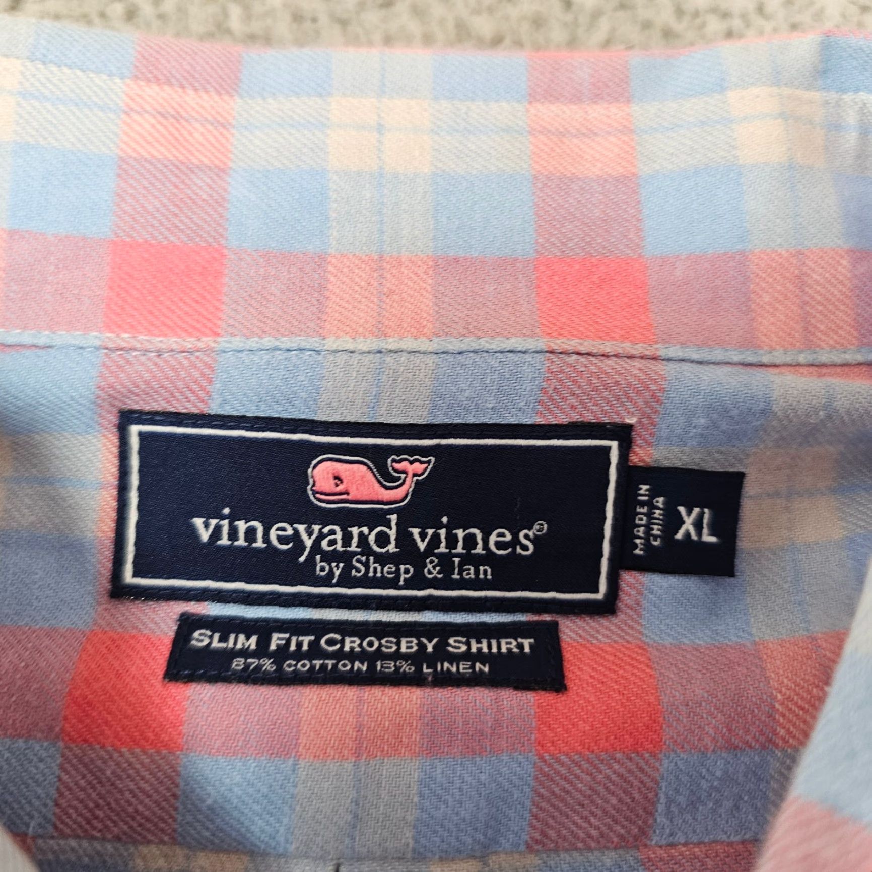 Vineyard Vines Vineyard Vines Shirt Mens XL Plaid Slim Fit Crosby Cotton Linen Blend Long Sleeve Button-Down Collared Pocket Crew Size US XL / EU 56 / 4 - 3 Thumbnail