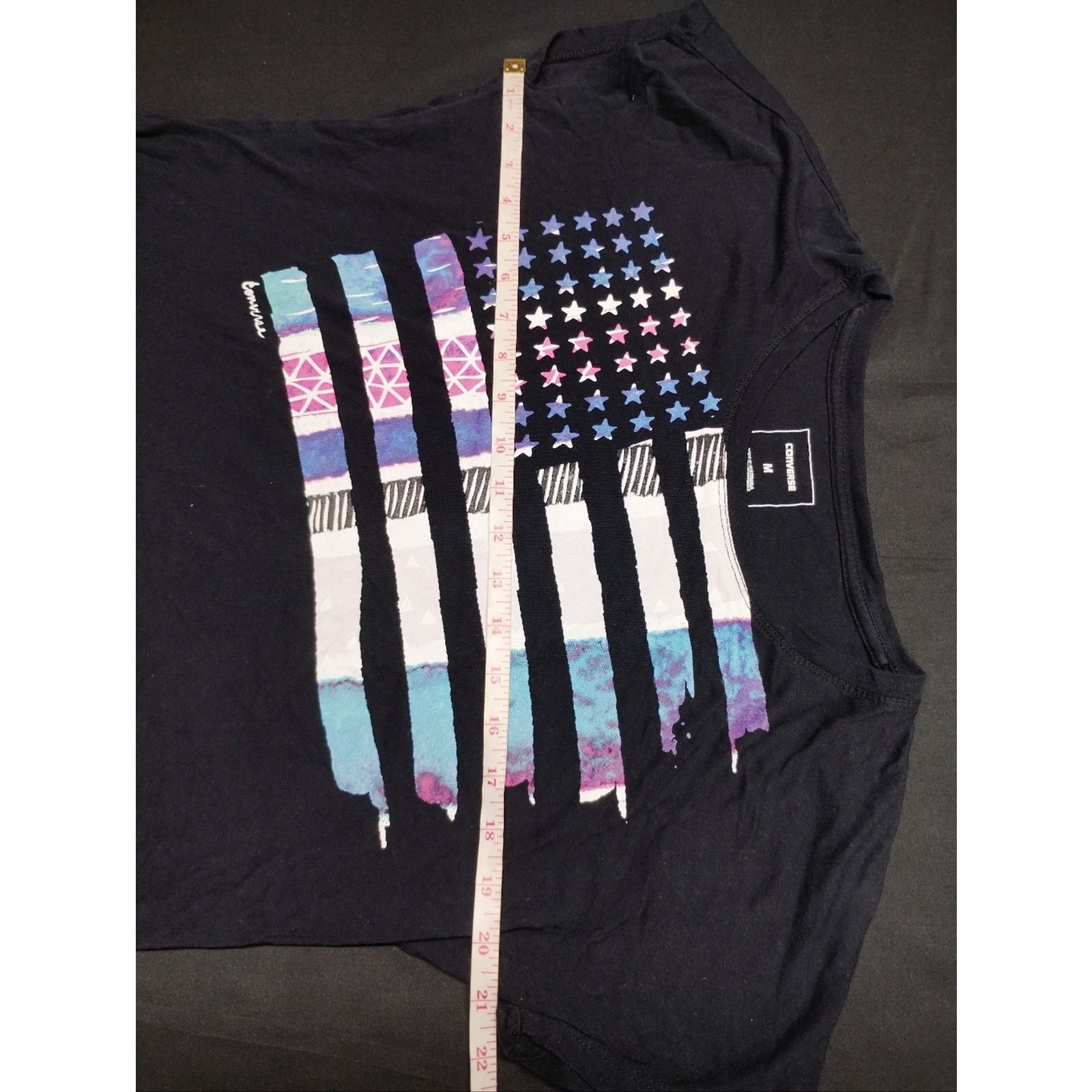Converse Converse Black Tee with Purple and Blue Flag Graphic Size M / US 6-8 / IT 42-44 - 4 Thumbnail