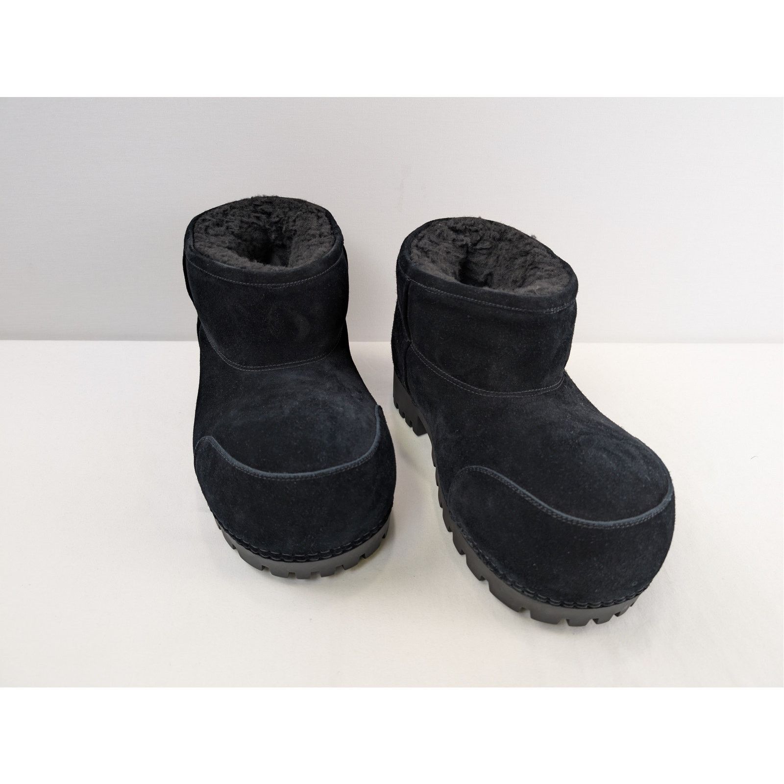 Balenciaga o1rshd1 Suede/Fake Shearling Alaska Fur Bootie Boots Black Size US 11 / EU 44 - 6 Thumbnail