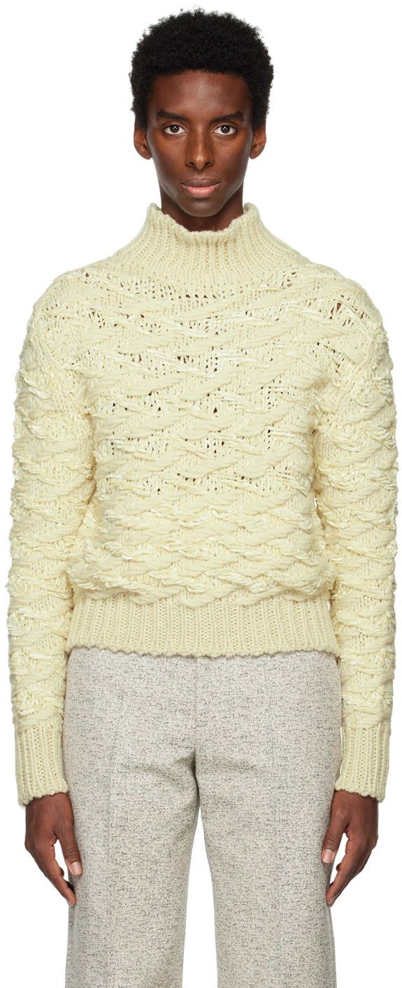 Jil Sander o1y1124 Viscose Turtleneck Sweater in Off-White Size US XS / EU 42 / 0 - 1 Thumbnail
