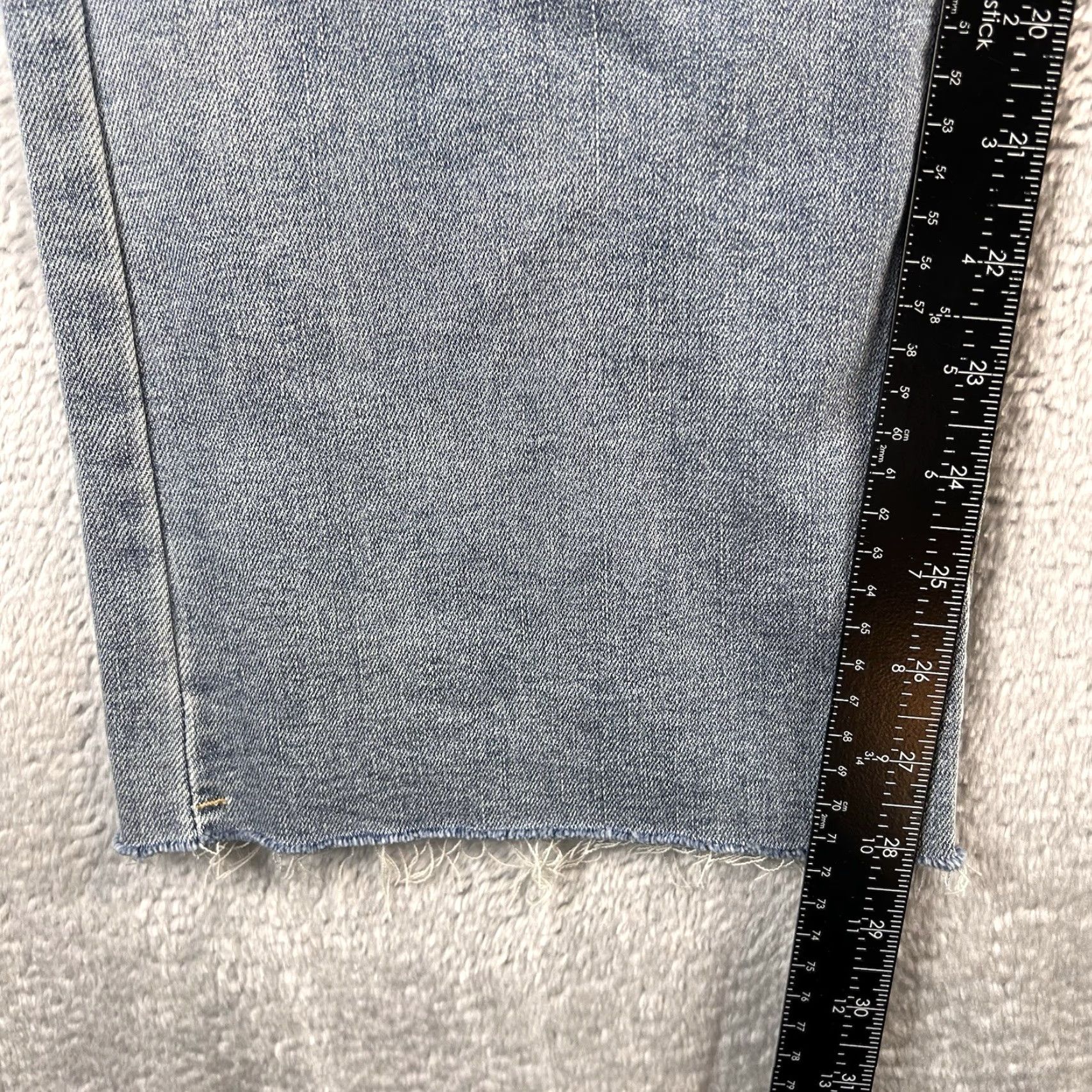 Vintage Oat Jeans Women's 30 High Rise Wide-Leg Raw Hem Denim Blue 32x28 Bohemian Grunge Hippie Relaxed Size 30" / US 8 / IT 44 - 5 Thumbnail