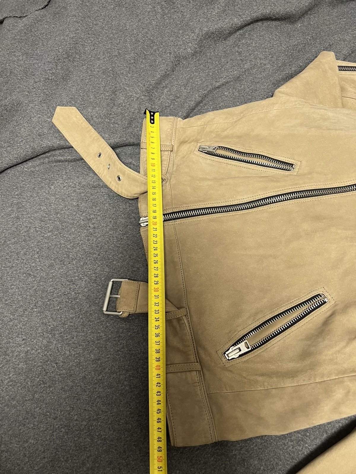 Allsaints AllSaints Holton Biker Suede Leather Jacket Beige Men M Size US M / EU 48-50 / 2 - 19 Thumbnail